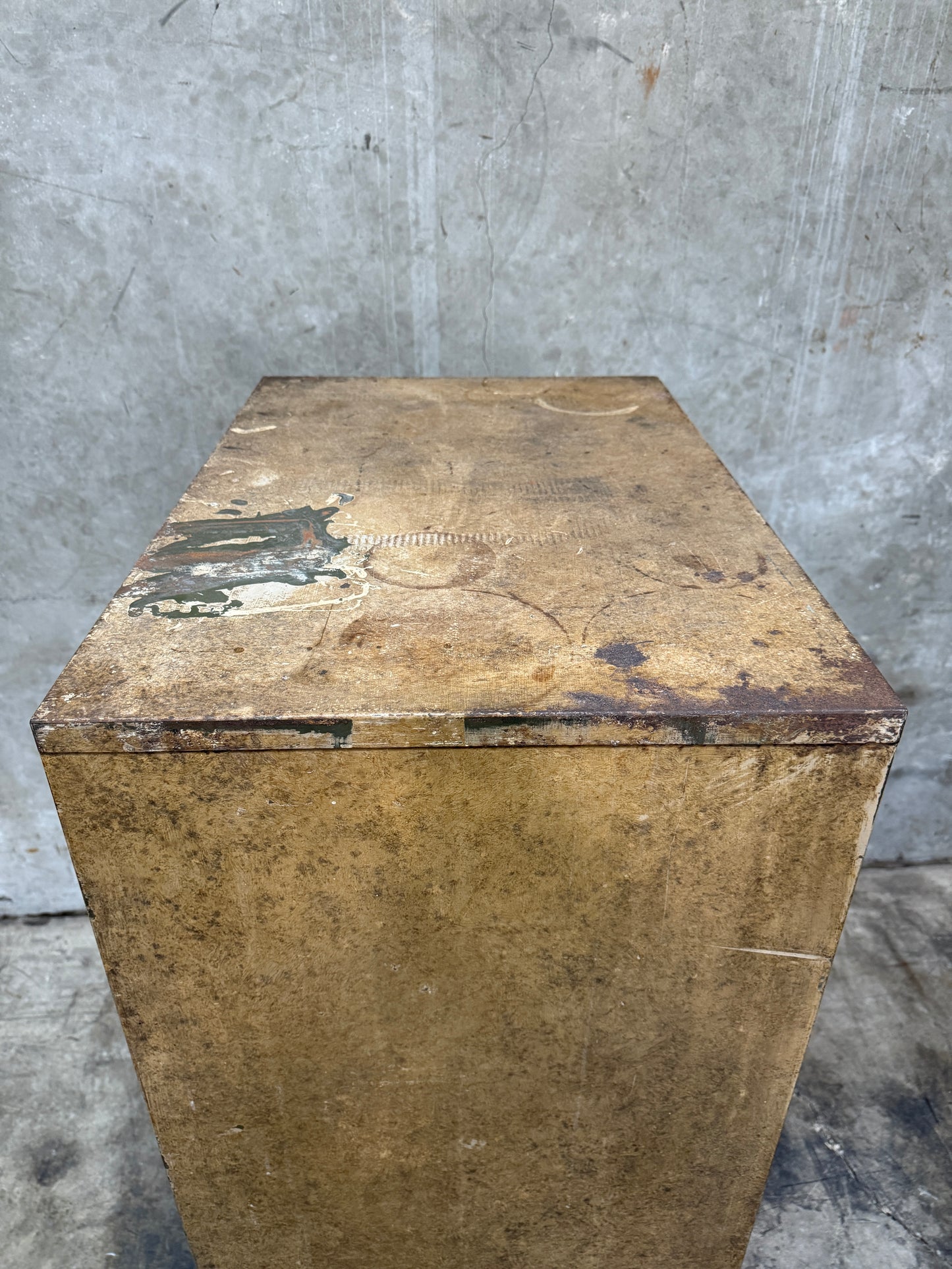 WWII-Era Fireproof Filing Cabinet — 4-Drawer Industrial Steel Safe on Casters (55.75”H)