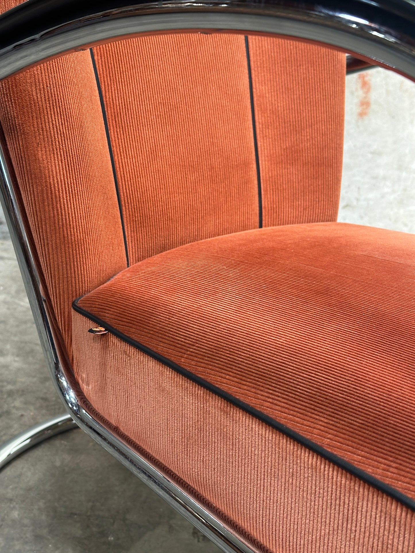 W.H. Gispen Model 412 Cantilever Armchair, Dutch Originals, Charcoal Velvet, Chrome