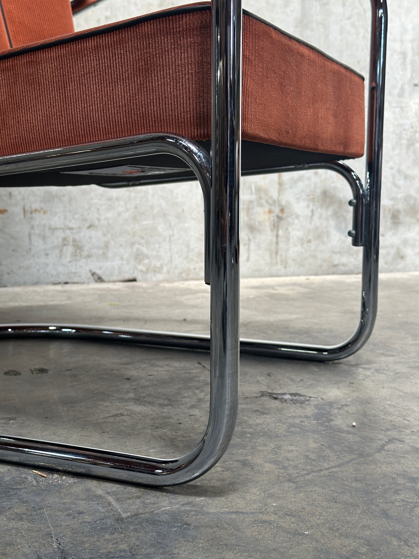W.H. Gispen Model 412 Cantilever Armchair, Dutch Originals, Charcoal Velvet, Chrome
