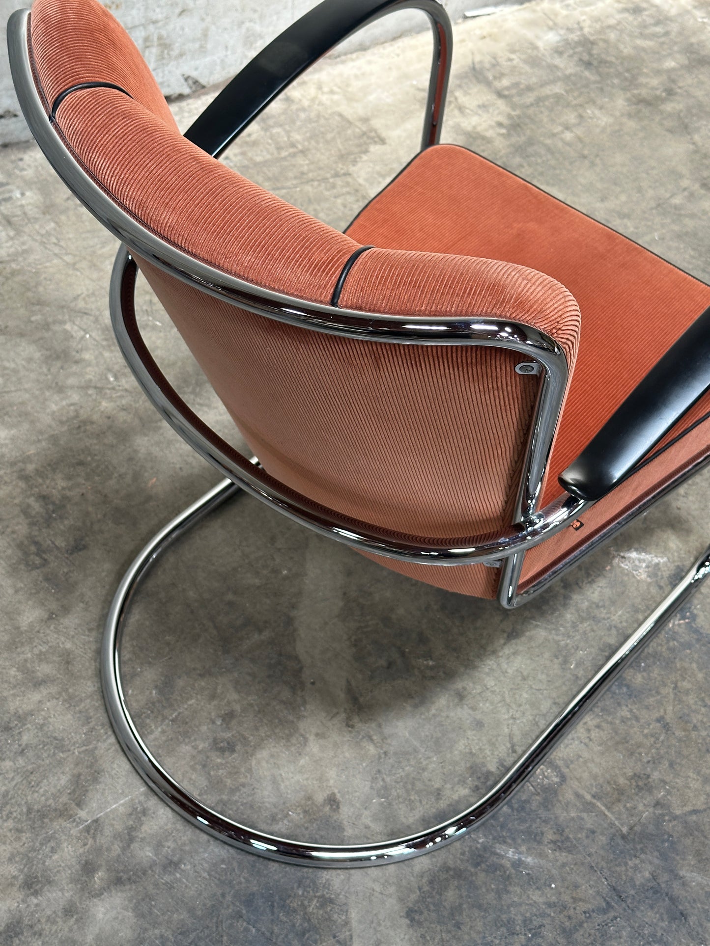 W.H. Gispen Model 412 Cantilever Armchair, Dutch Originals, Charcoal Velvet, Chrome