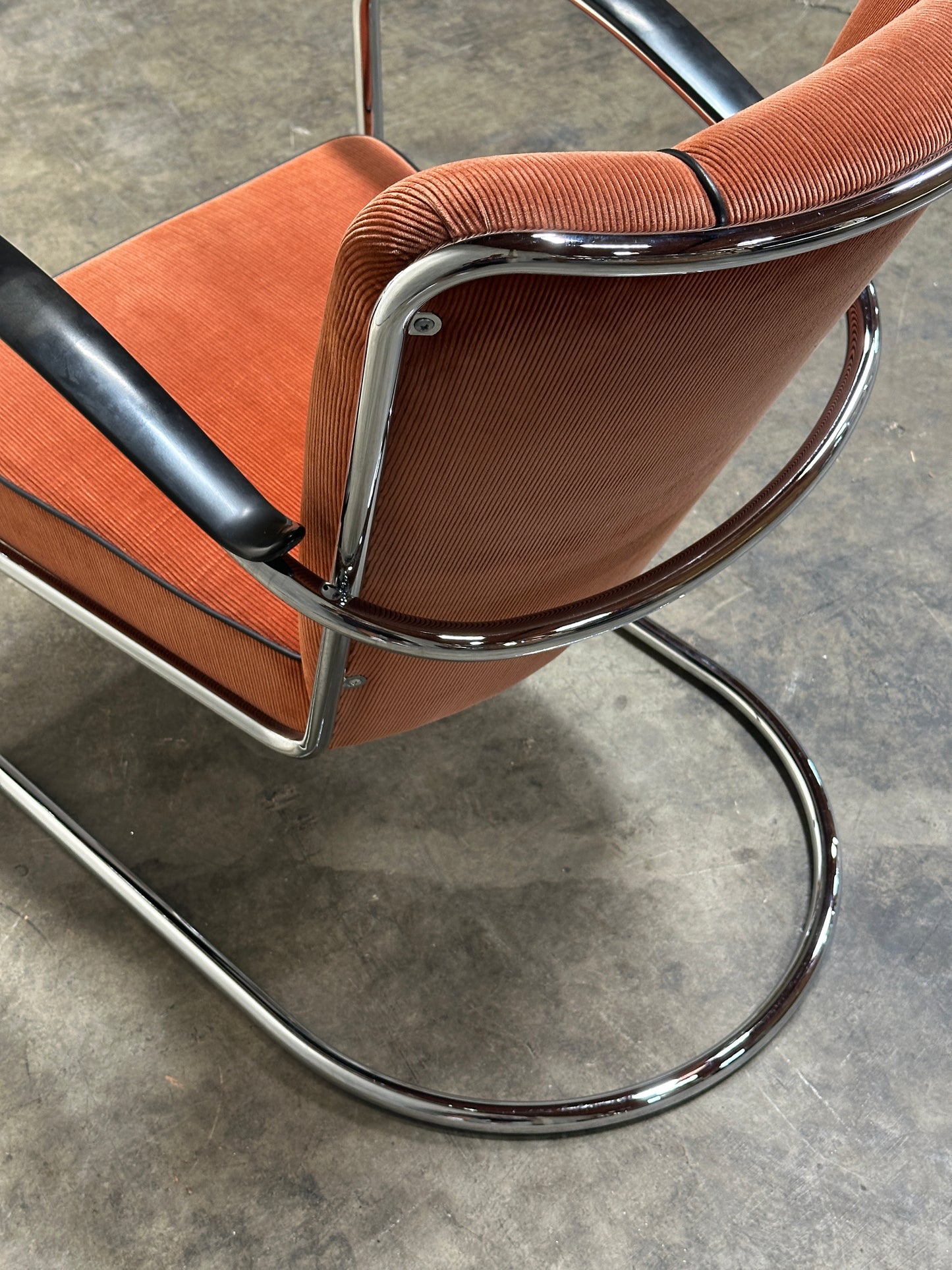 W.H. Gispen Model 412 Cantilever Armchair, Dutch Originals, Charcoal Velvet, Chrome