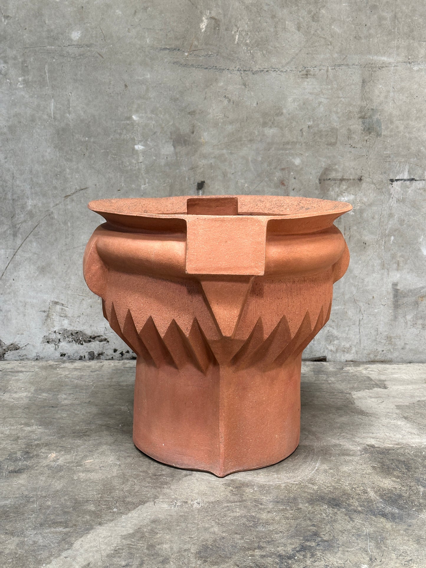 William Daley 'Shang Remembrance II' 1979 Signed Slab-Built Unglazed Stoneware Vessel, 21 Inch