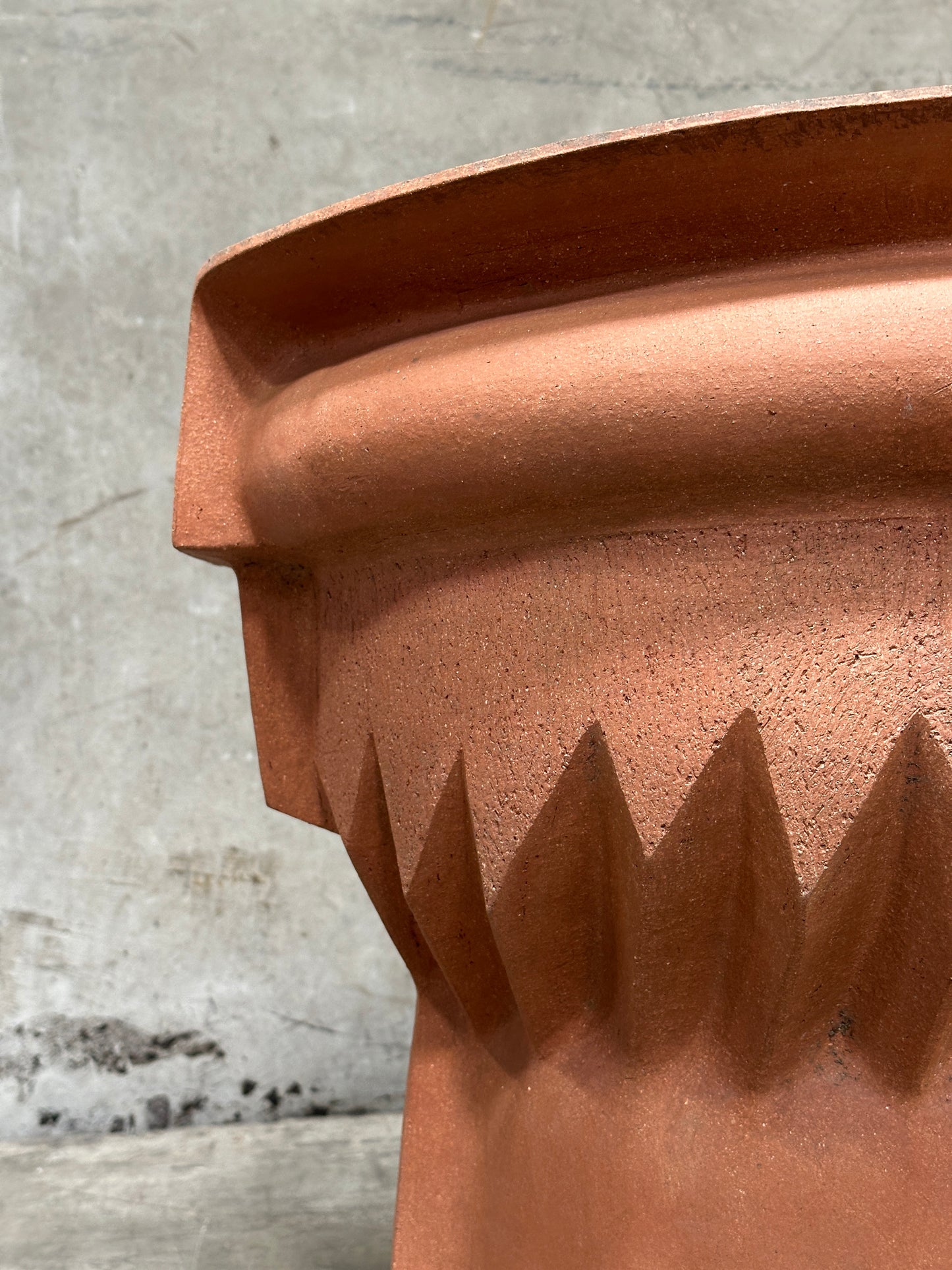 William Daley 'Shang Remembrance II' 1979 Signed Slab-Built Unglazed Stoneware Vessel, 21 Inch