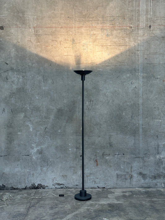 Vintage 1980s Brass Halogen Floor Lamp, R7s Linear Halogen Tubes, Glass Cylinder Diffusers, Casella-Style — 1 of 4 Available, Sold Individually