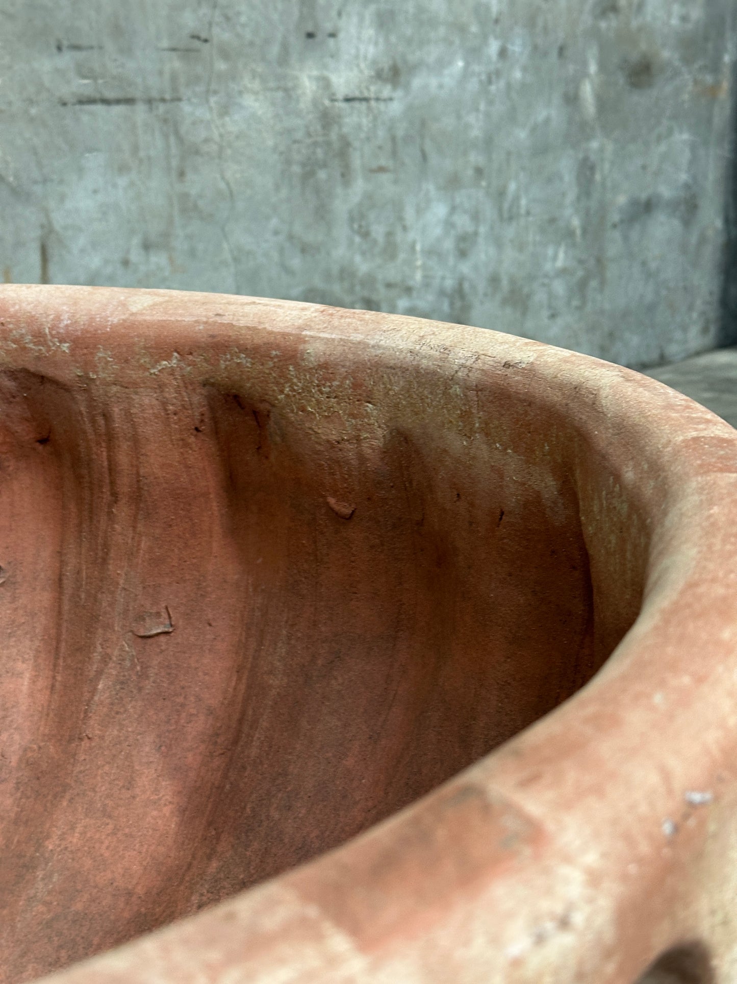 Francesco Del Re Italian Terracotta Fluted Bowl Planter, Ciotola Scanalata, 31.5 Inch, Weathered Patina