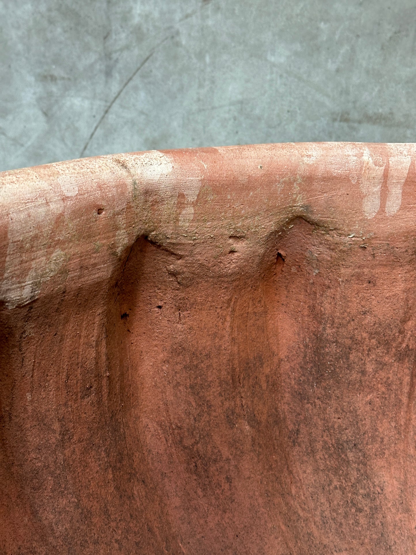 Francesco Del Re Italian Terracotta Fluted Bowl Planter, Ciotola Scanalata, 31.5 Inch, Weathered Patina