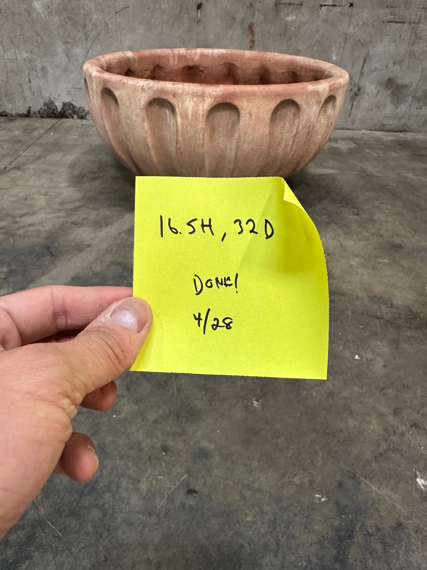 Francesco Del Re Italian Terracotta Fluted Bowl Planter, Ciotola Scanalata, 31.5 Inch, Weathered Patina