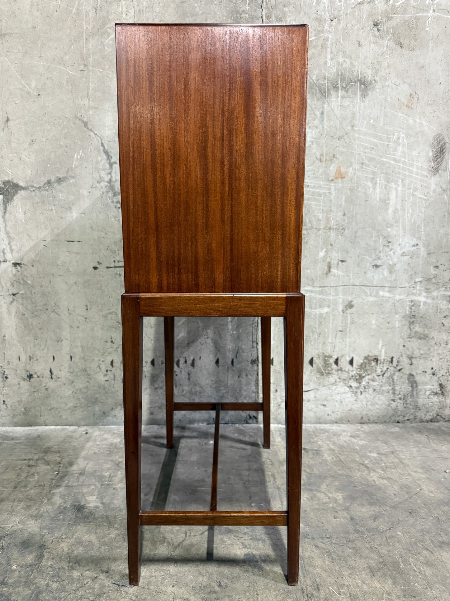 Frits Henningsen Danish Teak Drop-Front Bar Cabinet – 1940s Mid-Century Secretary (38” Tall)