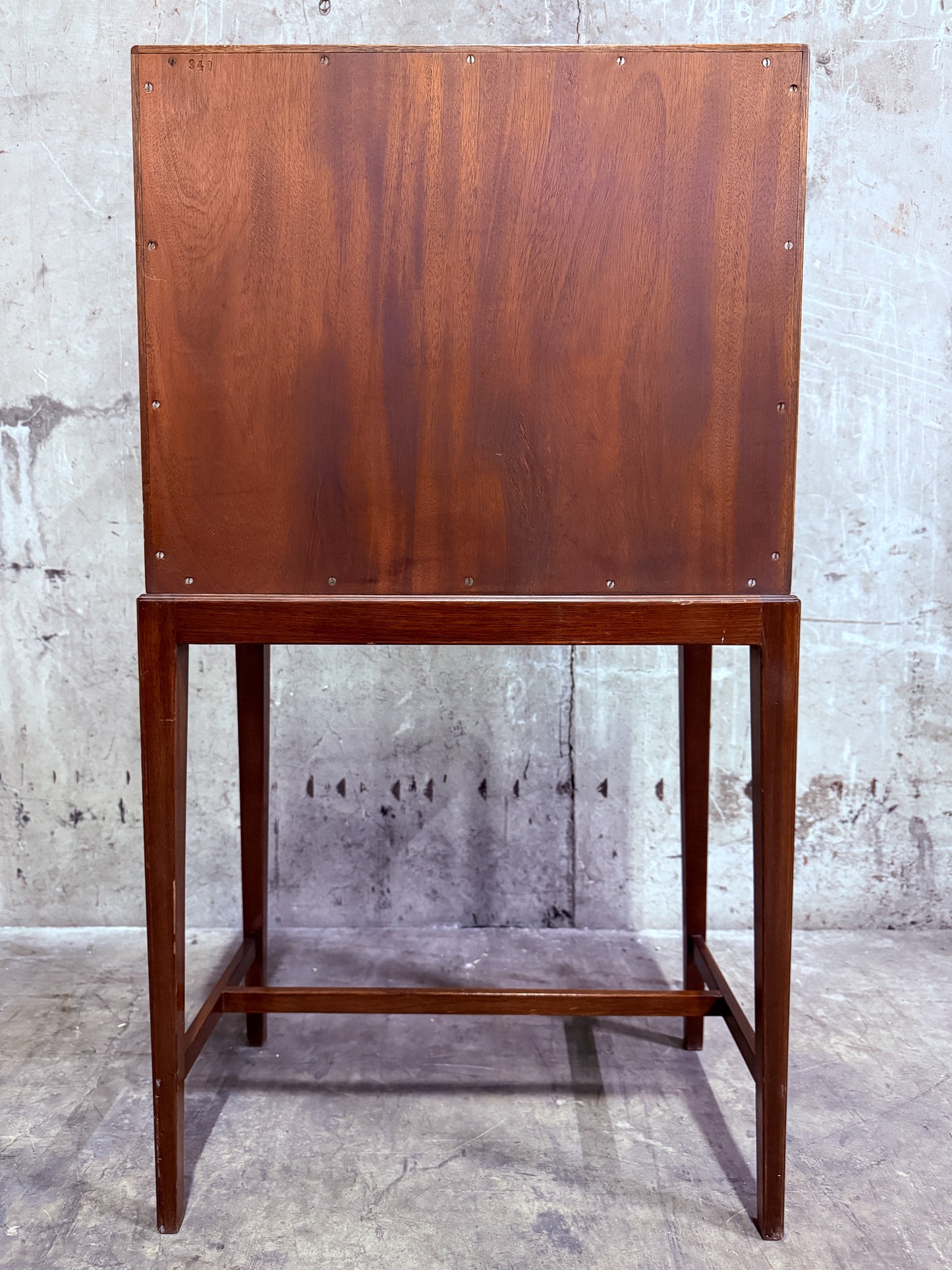 Frits Henningsen Danish Teak Drop-Front Bar Cabinet – 1940s Mid-Century Secretary (38” Tall)