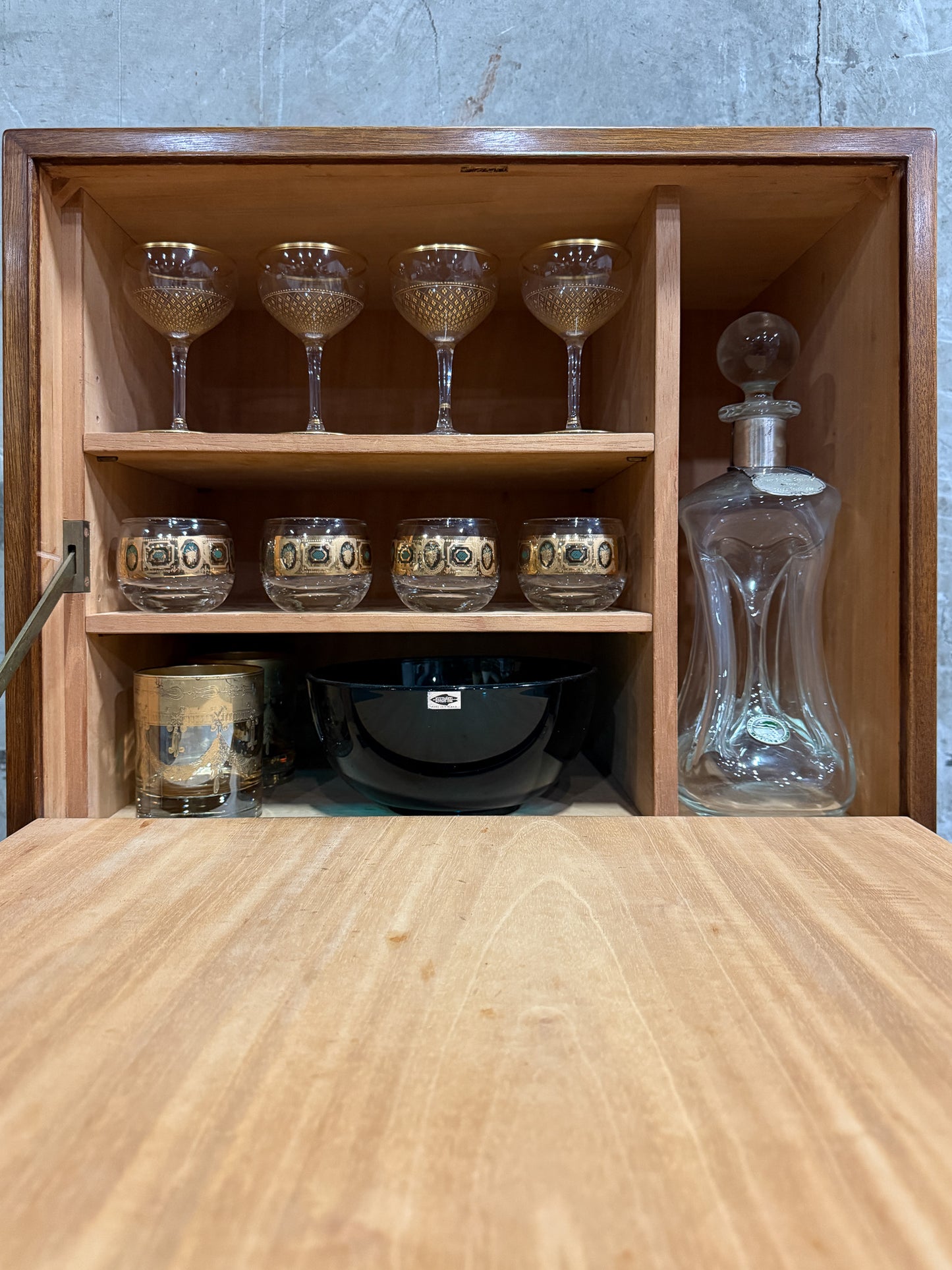 Frits Henningsen Danish Teak Drop-Front Bar Cabinet – 1940s Mid-Century Secretary (38” Tall)