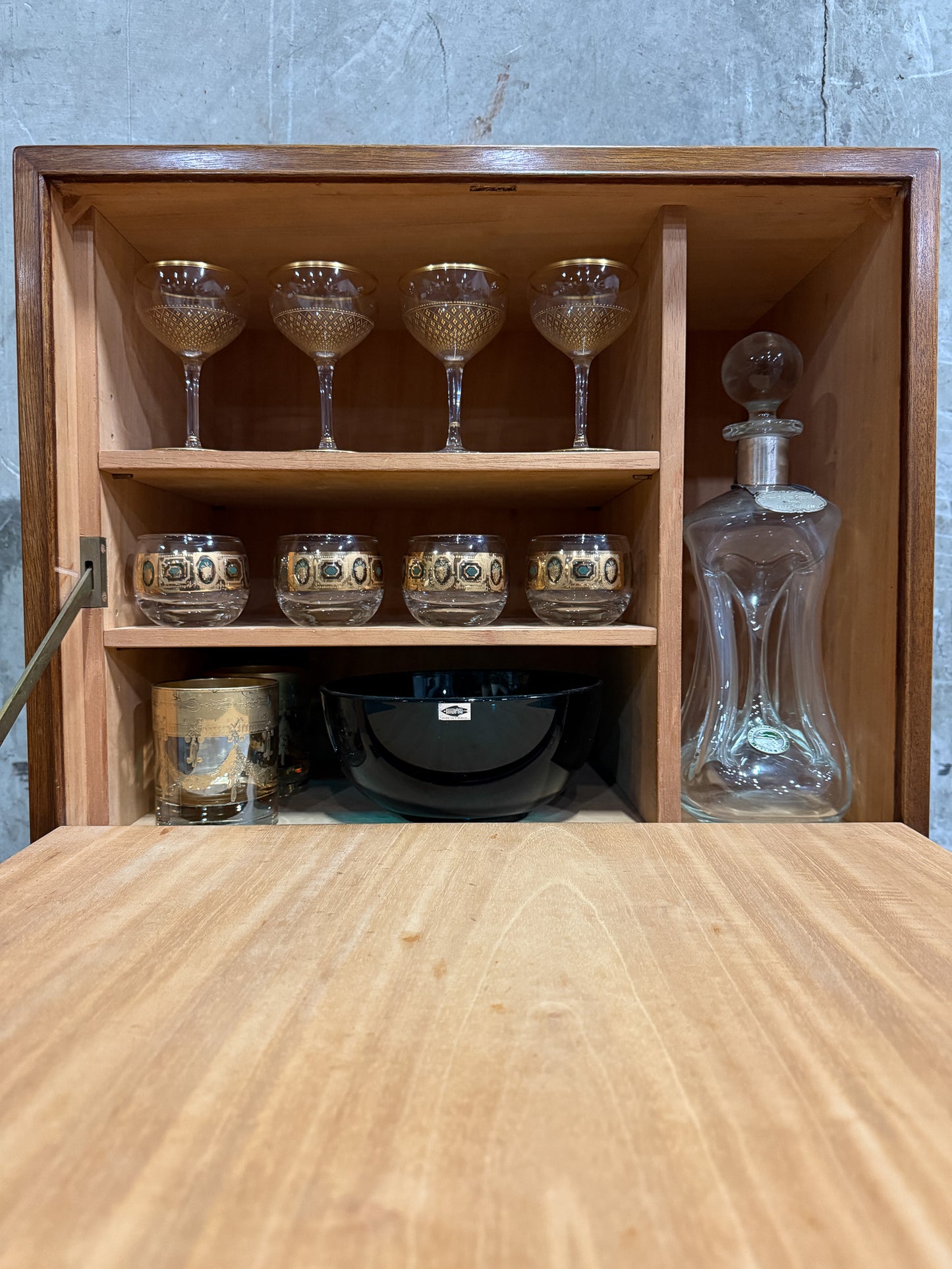 Frits Henningsen Danish Teak Drop-Front Bar Cabinet – 1940s Mid-Century Secretary (38” Tall)