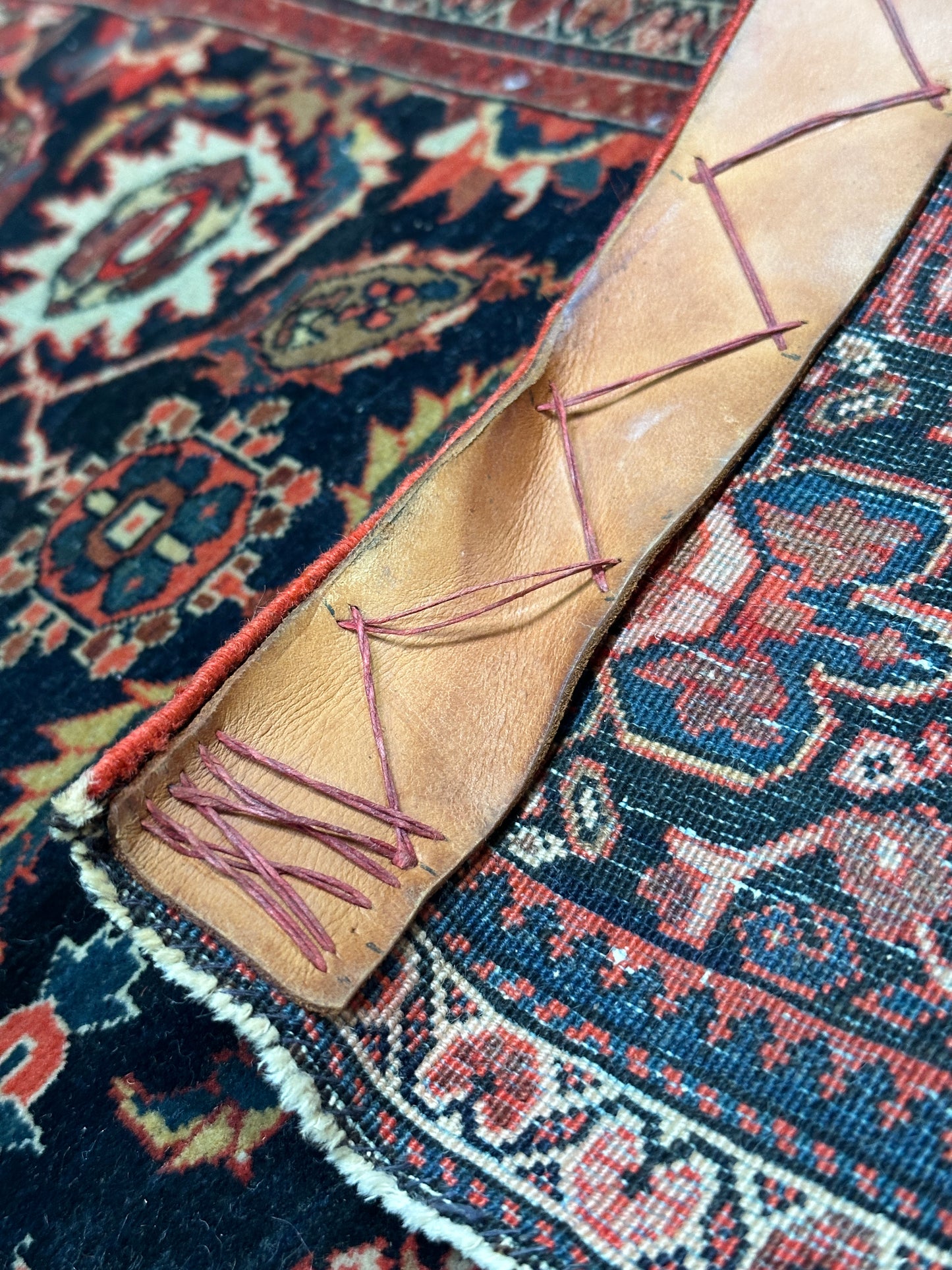 Antique Fine Persian Wool Rug, Herati Mahi Pattern, Navy Ground, Ferahan / Senneh Style, 4x6