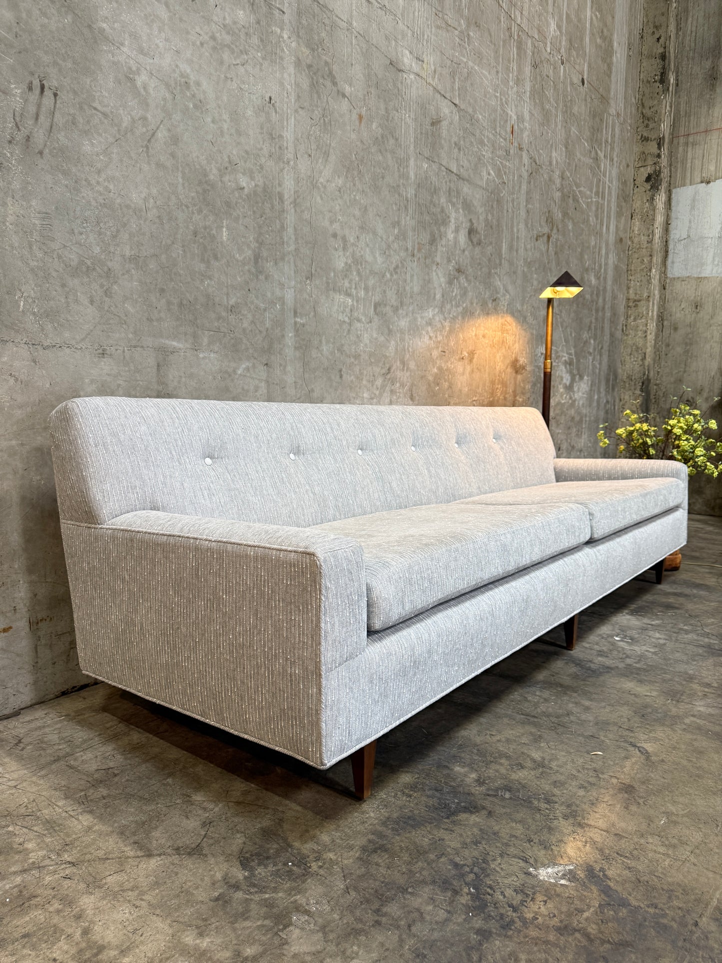 Fully Restored 1960s Mid-Century Modern Sofa – 95” Long, Tufted Back, New Upholstery