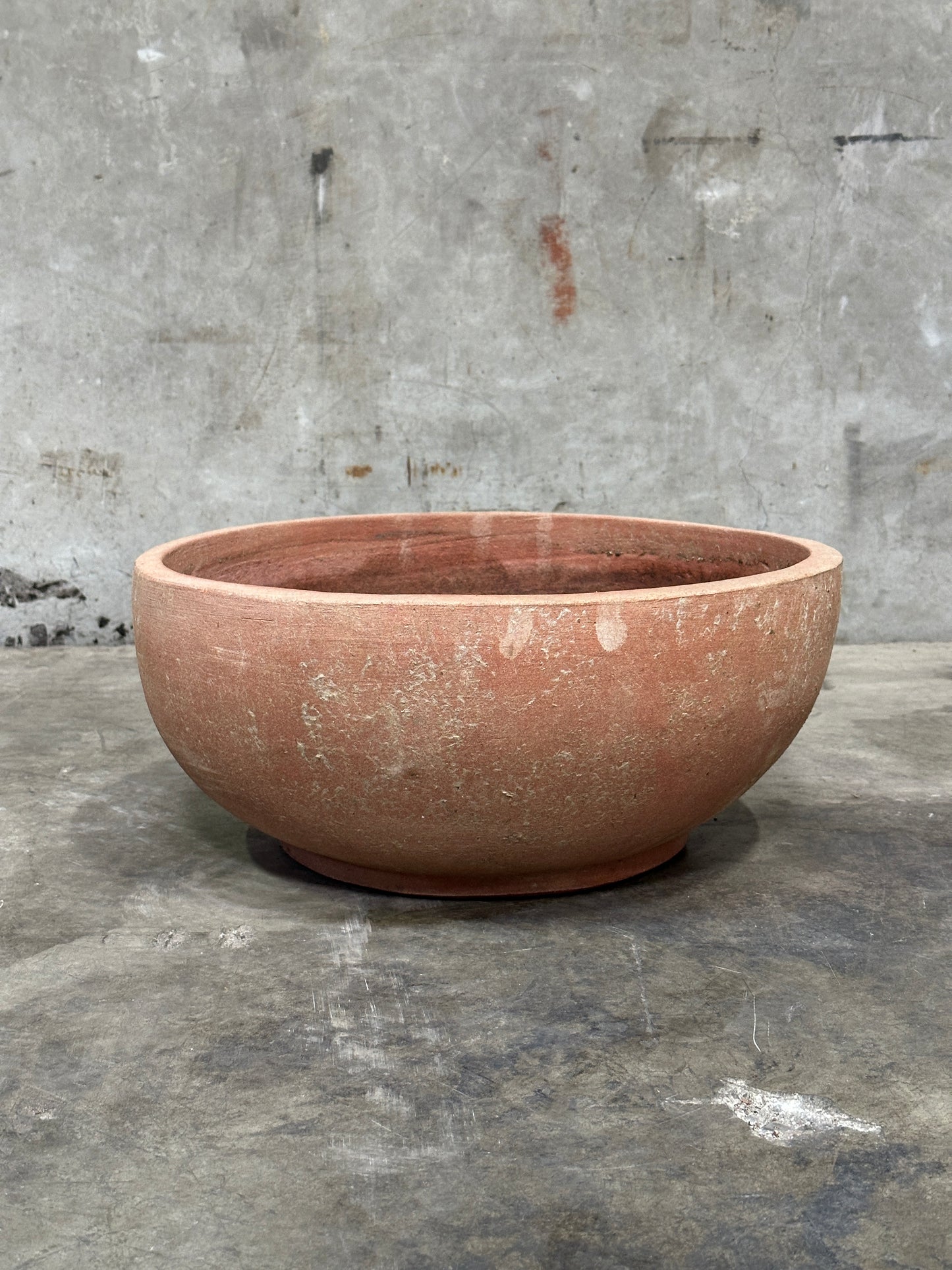 Francesco Del Re Italian Terracotta Low Cachepot Planter, Caspò Basso, 19 Inch, Weathered Patina