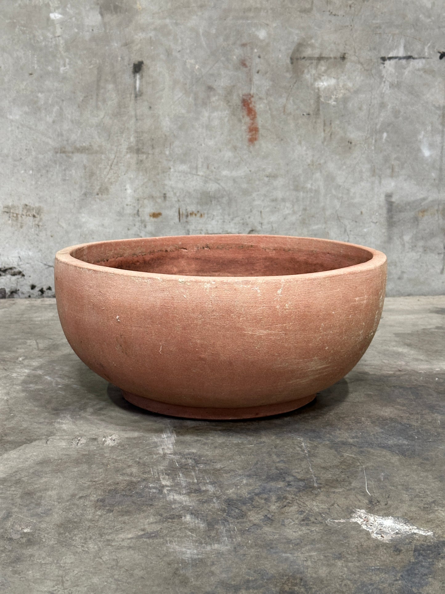 Francesco Del Re Italian Terracotta Low Cachepot Planter, Caspò Basso, 19 Inch, Weathered Patina