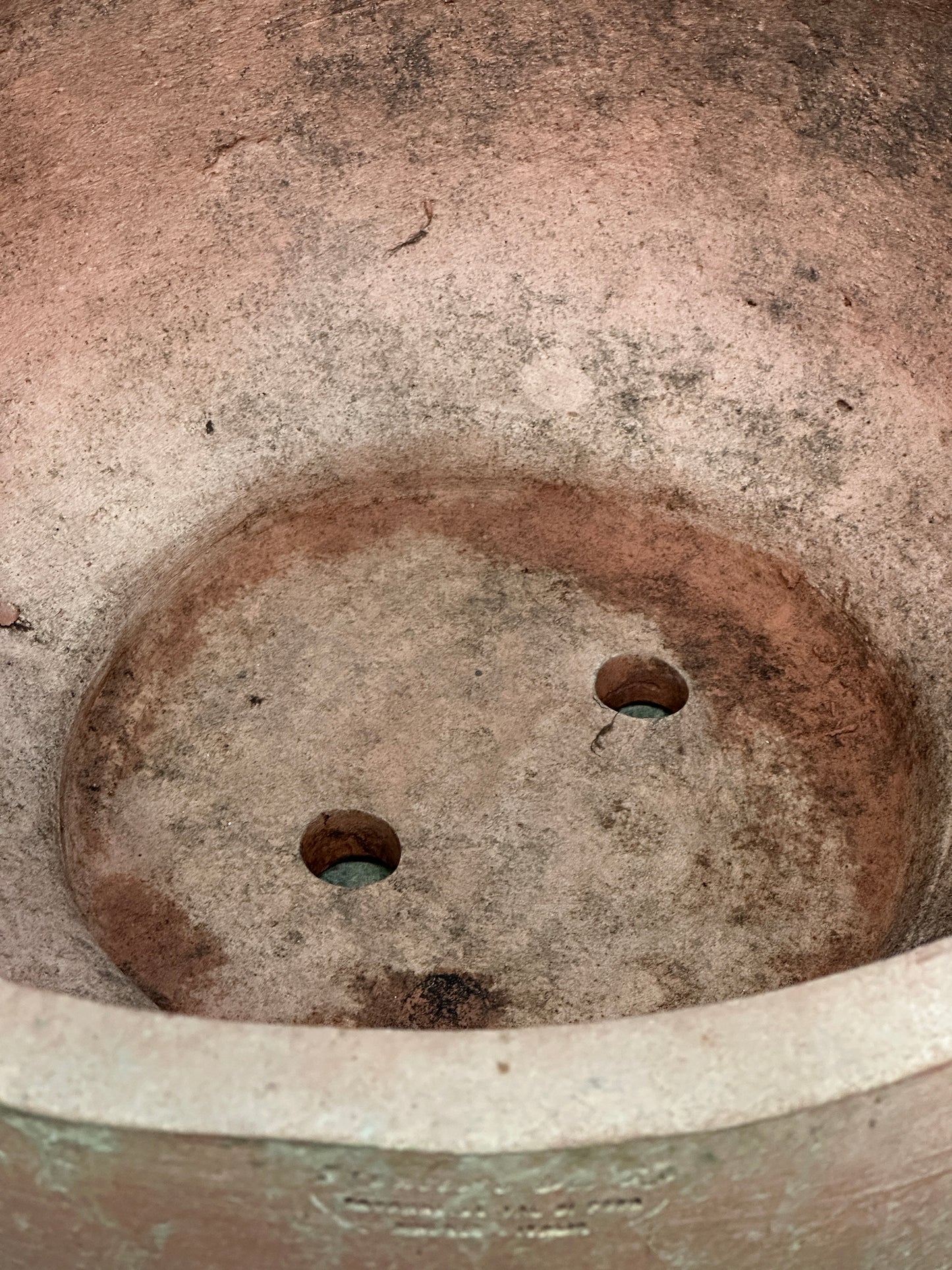 Francesco Del Re Italian Terracotta Low Cachepot Planter, Caspò Basso, 19 Inch, Weathered Patina