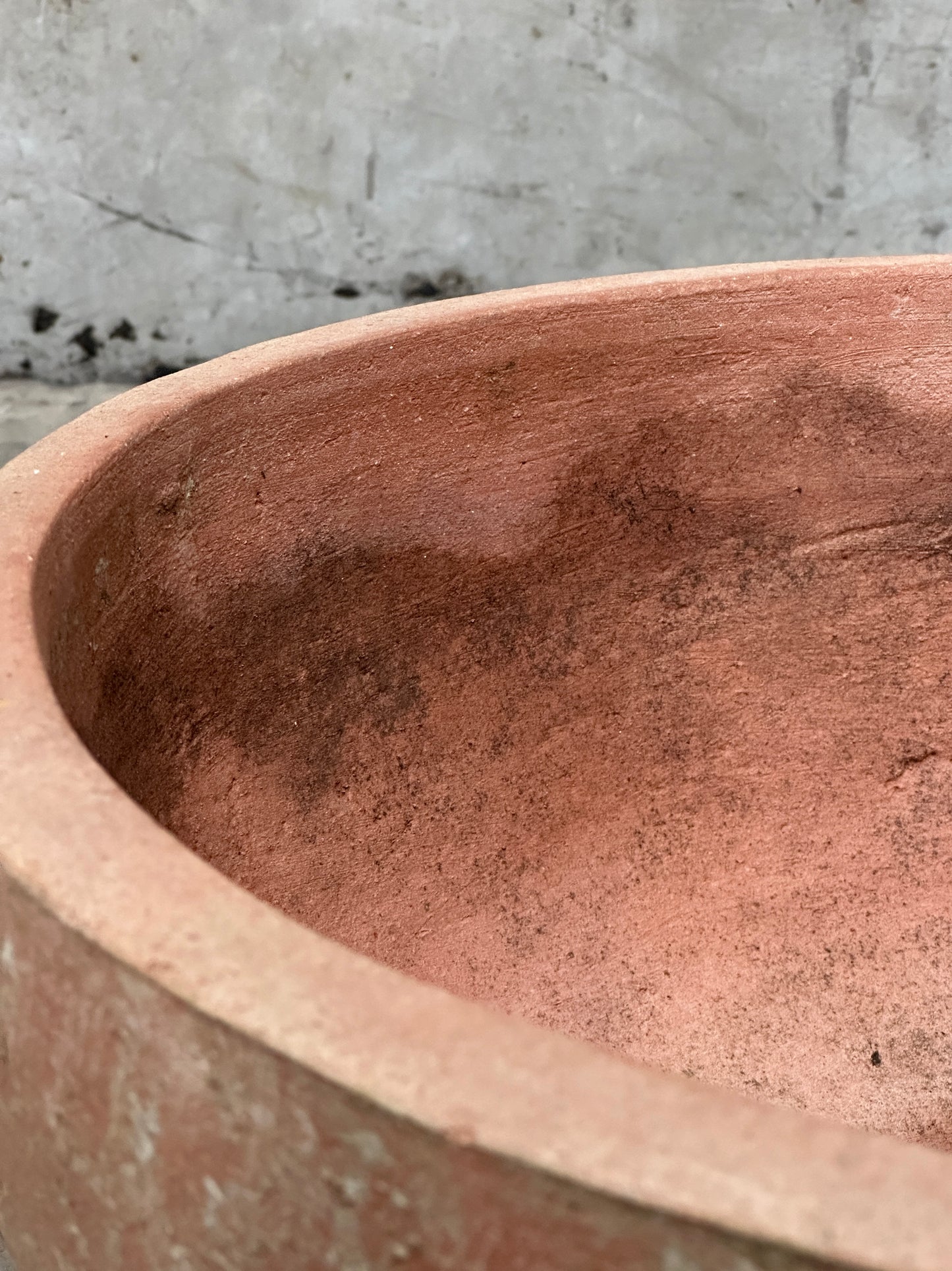 Francesco Del Re Italian Terracotta Low Cachepot Planter, Caspò Basso, 19 Inch, Weathered Patina