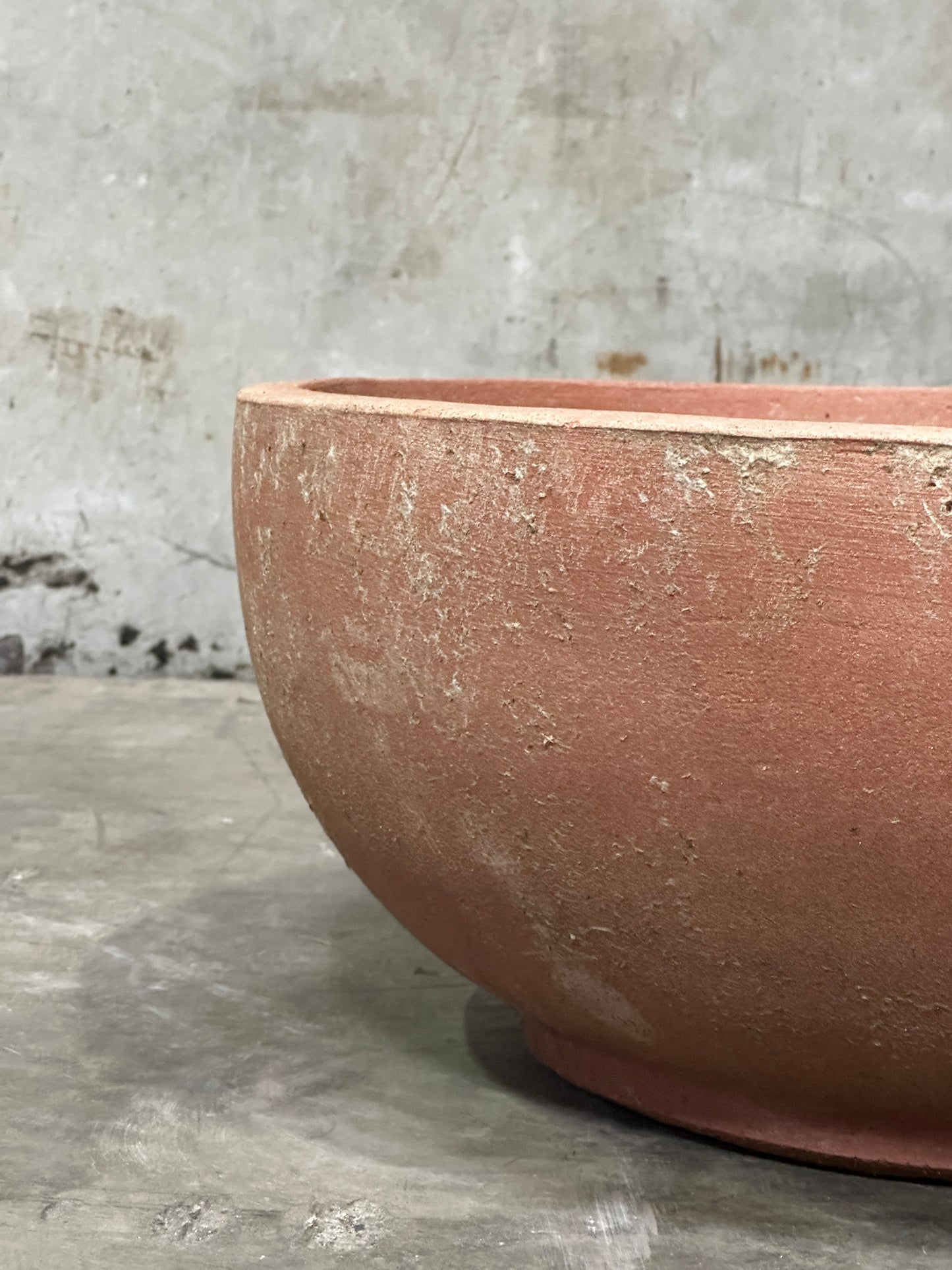 Francesco Del Re Italian Terracotta Low Cachepot Planter, Caspò Basso, 19 Inch, Weathered Patina