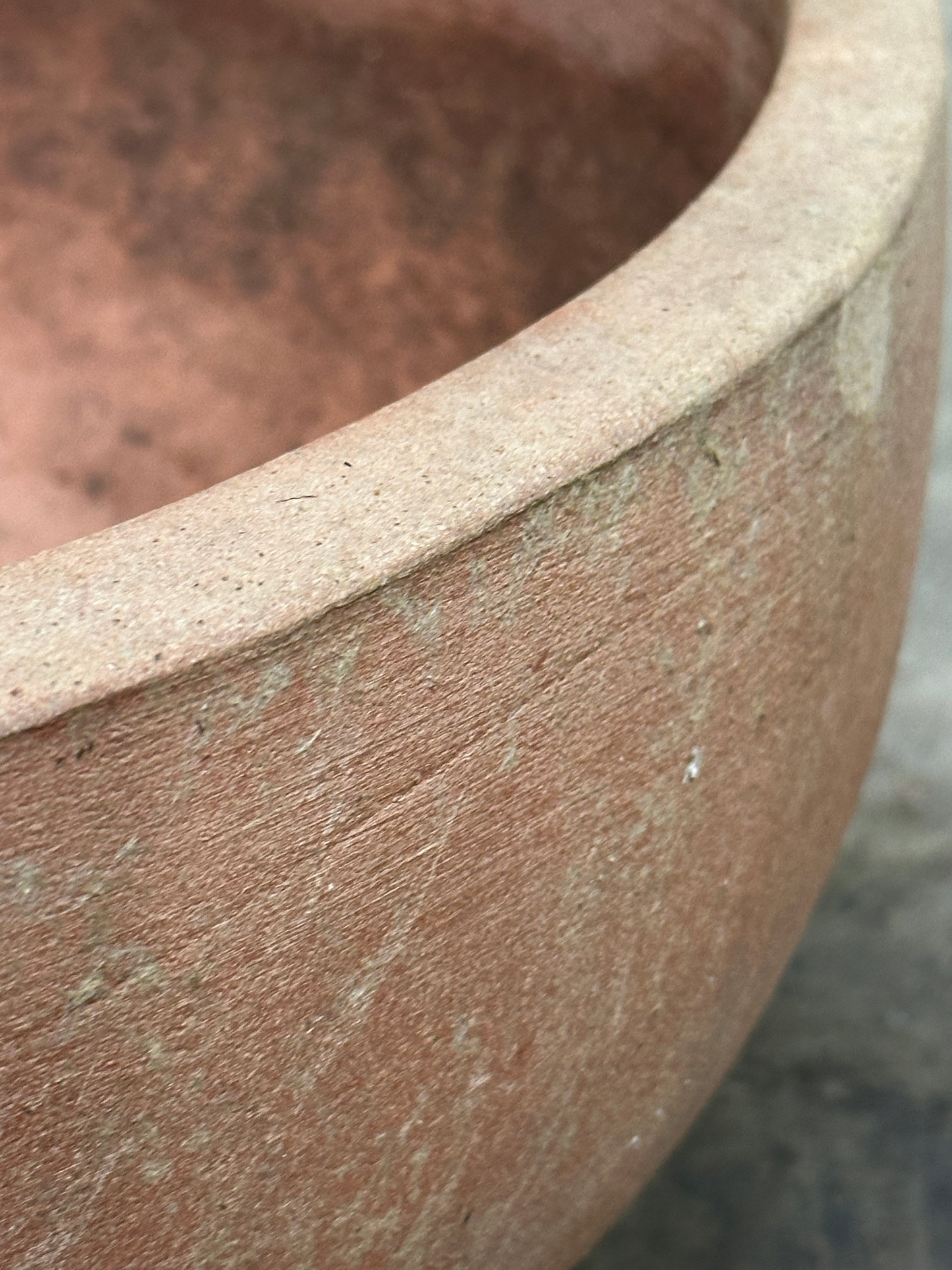Francesco Del Re Italian Terracotta Low Cachepot Planter, Caspò Basso, 19 Inch, Weathered Patina