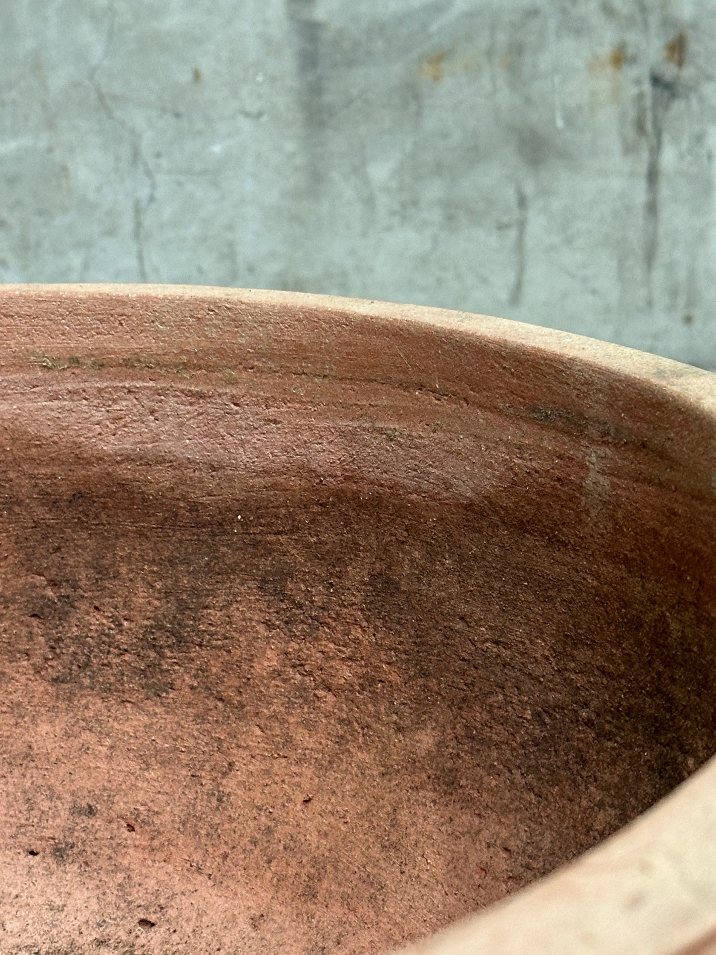 Francesco Del Re Italian Terracotta Low Cachepot Planter, Caspò Basso, 19 Inch, Weathered Patina