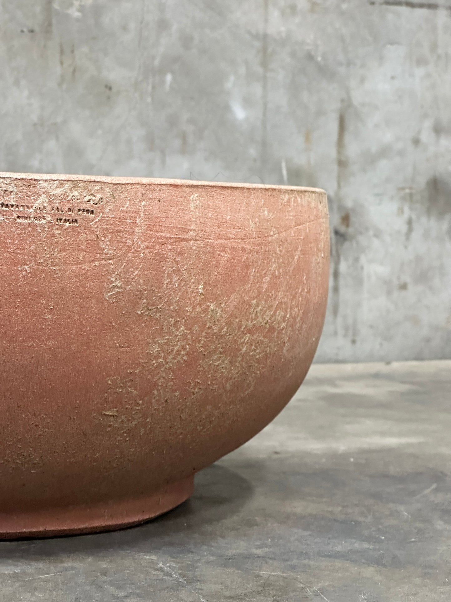 Francesco Del Re Italian Terracotta Low Cachepot Planter, Caspò Basso, 19 Inch, Weathered Patina