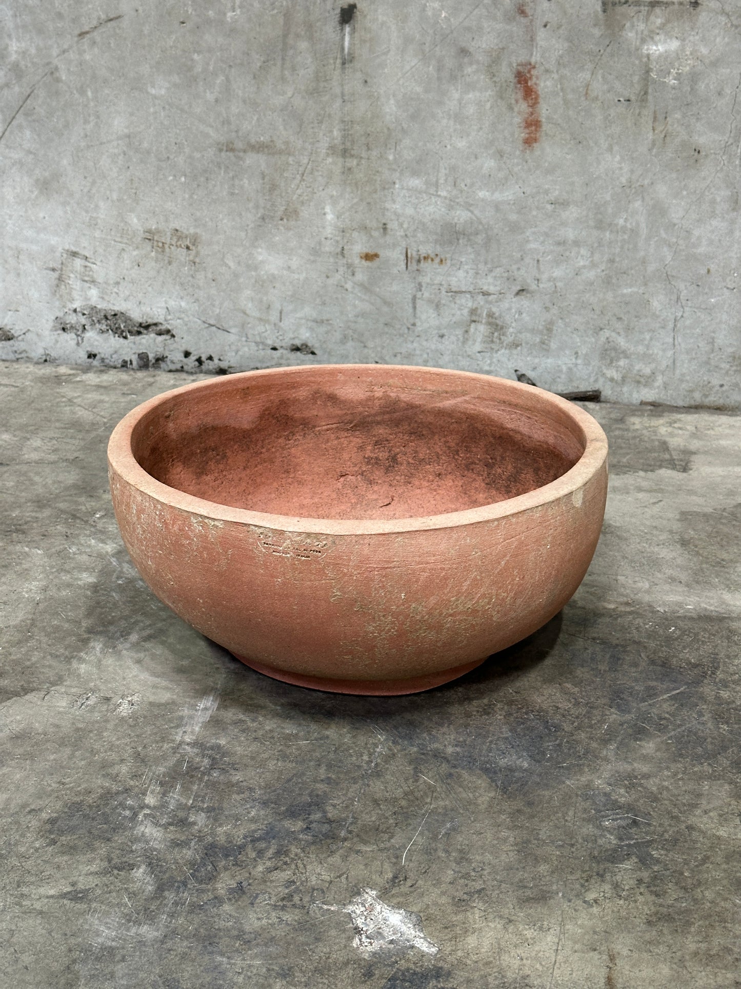 Francesco Del Re Italian Terracotta Low Cachepot Planter, Caspò Basso, 19 Inch, Weathered Patina