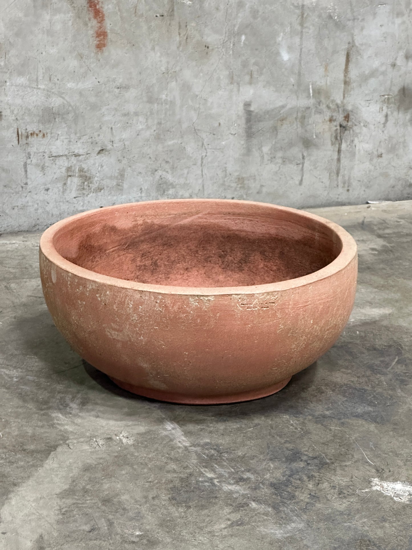 Francesco Del Re Italian Terracotta Low Cachepot Planter, Caspò Basso, 19 Inch, Weathered Patina