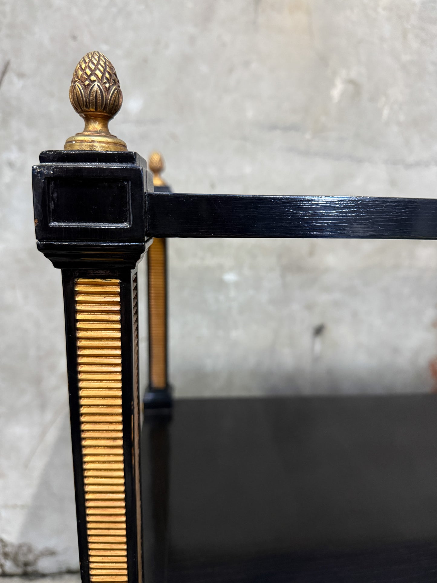 1940s Regency Ebonized & Bronze-Mounted Drinks Cart — In the Manner of Maison Jansen, Paris