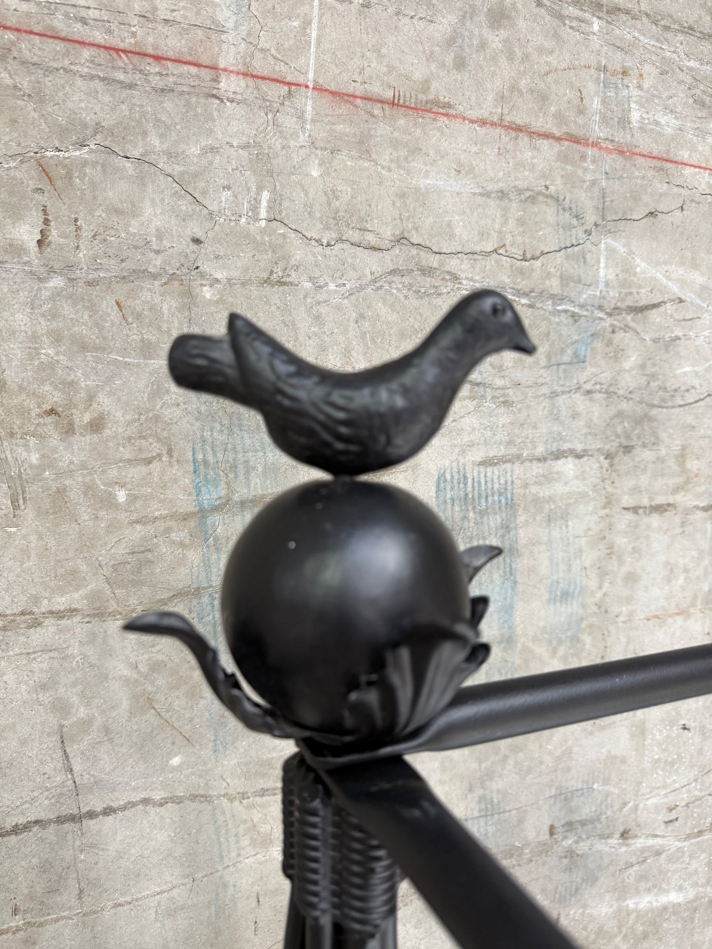 1990s Corsicana Iron Twiggy Canopy Bed – Queen Size with Bird Finials Stunning