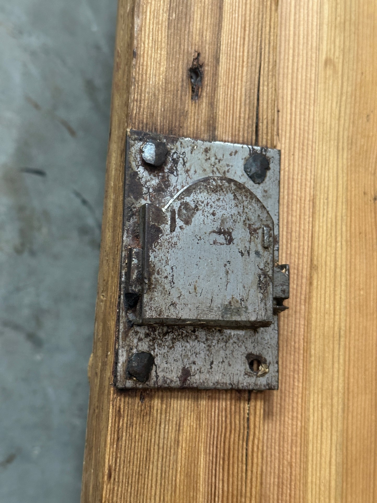 Antique French Country Pine Corner Cupboard, Original Bare-Wood Surface, Hand-Forged Lock, c. 1850-1880