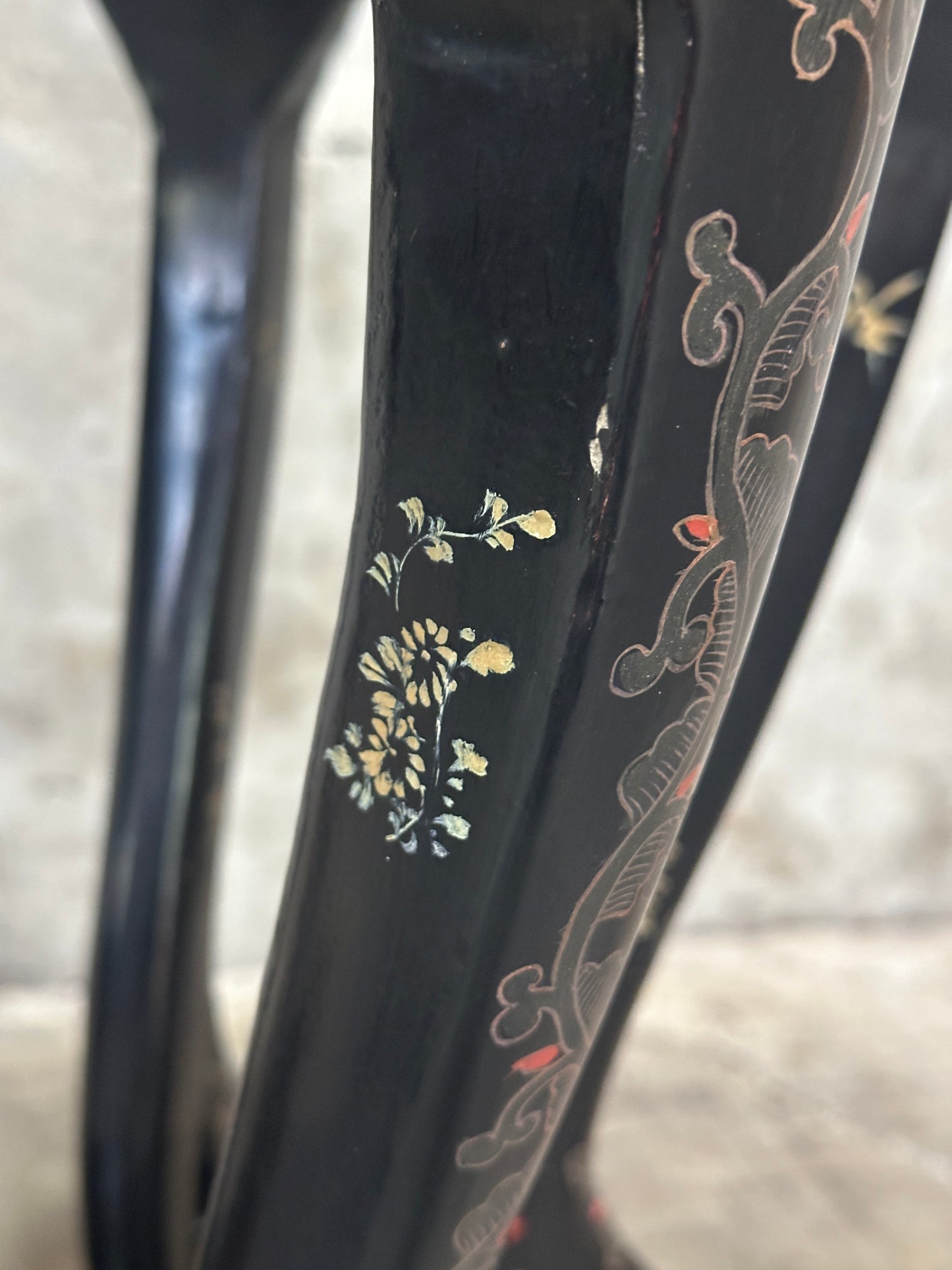 Antique Chinese Carved Hardwood Jardiniere Stand, Black Lacquer, Late Qing / Republic, Kilbridge Provenance