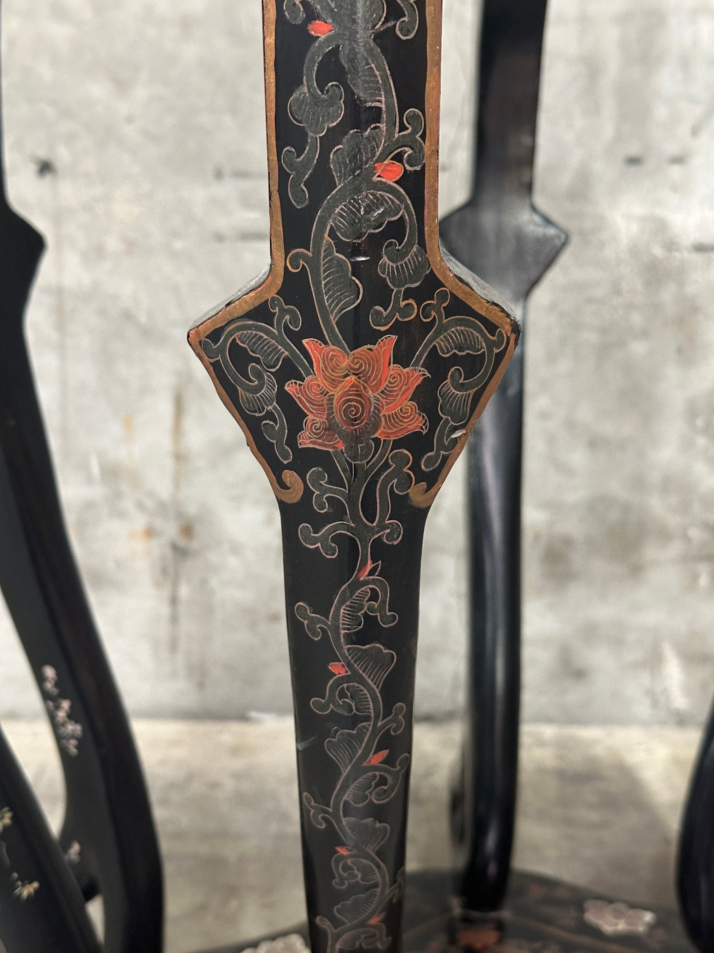 Antique Chinese Carved Hardwood Jardiniere Stand, Black Lacquer, Late Qing / Republic, Kilbridge Provenance