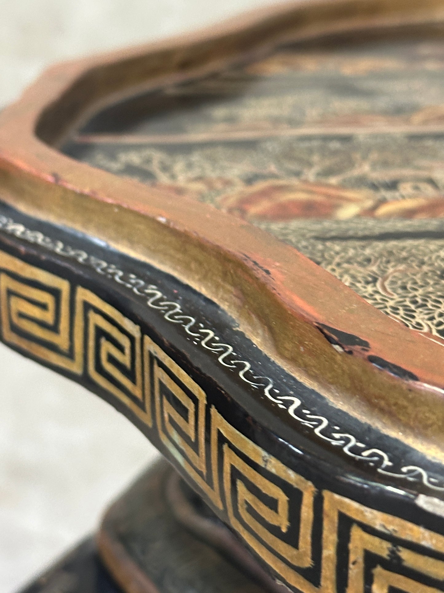 Antique Chinese Carved Hardwood Jardiniere Stand, Black Lacquer, Late Qing / Republic, Kilbridge Provenance