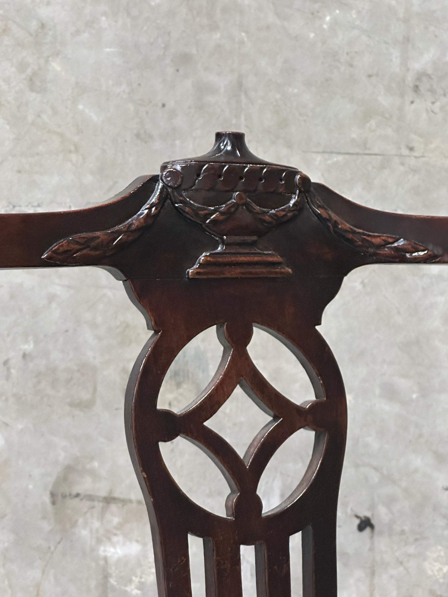 Set 10 Antique English Chippendale Revival Mahogany Dining Chairs, Pierced Splat, c. 1890-1910