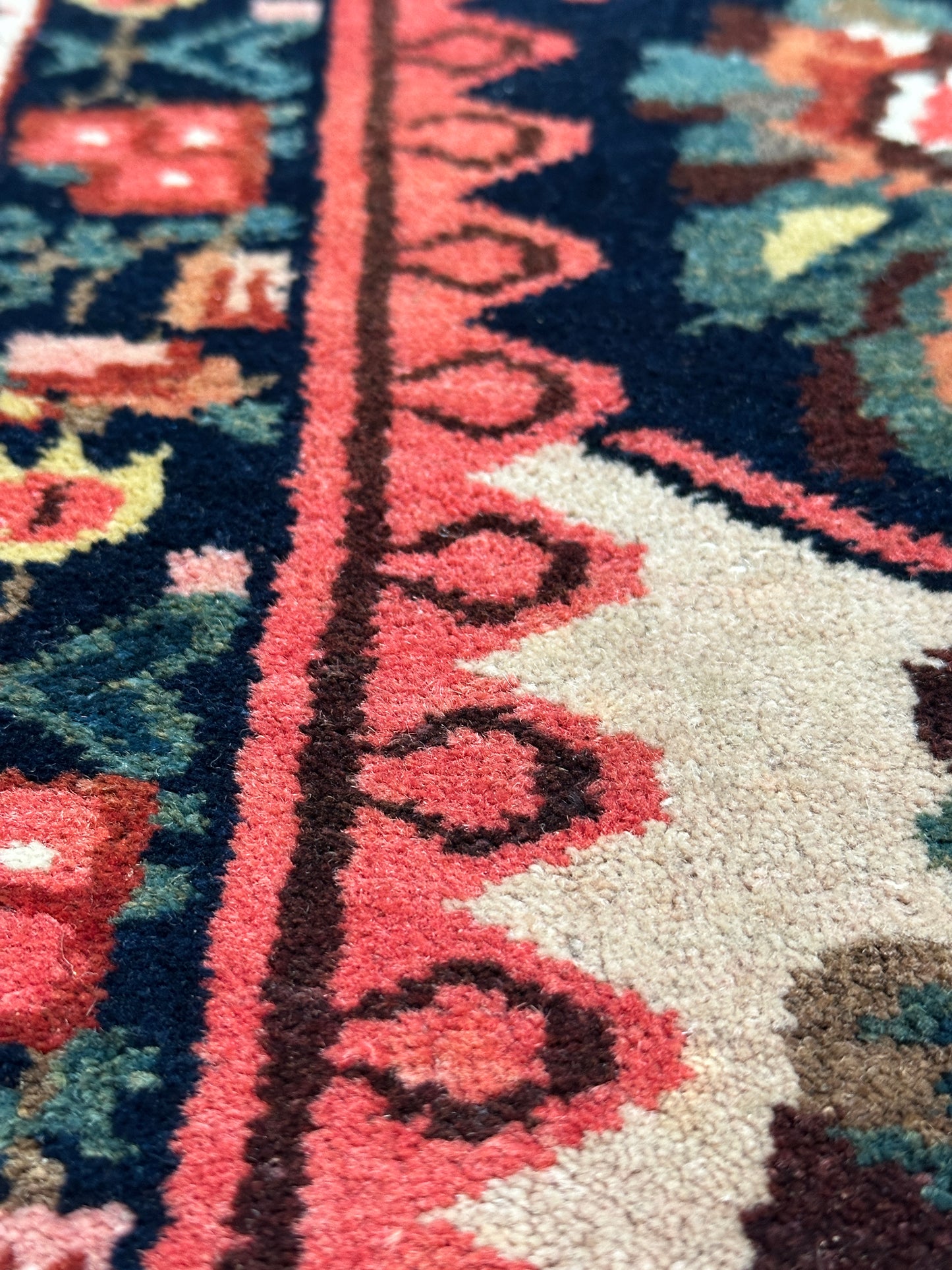 Antique Geometric Oriental Rug, Hand-Knotted Wool, Heriz Style, 5'4" x 8'8"