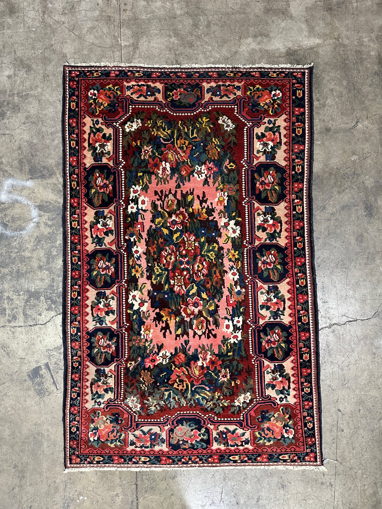 Antique Geometric Oriental Rug, Hand-Knotted Wool, Heriz Style, 5'4" x 8'8"