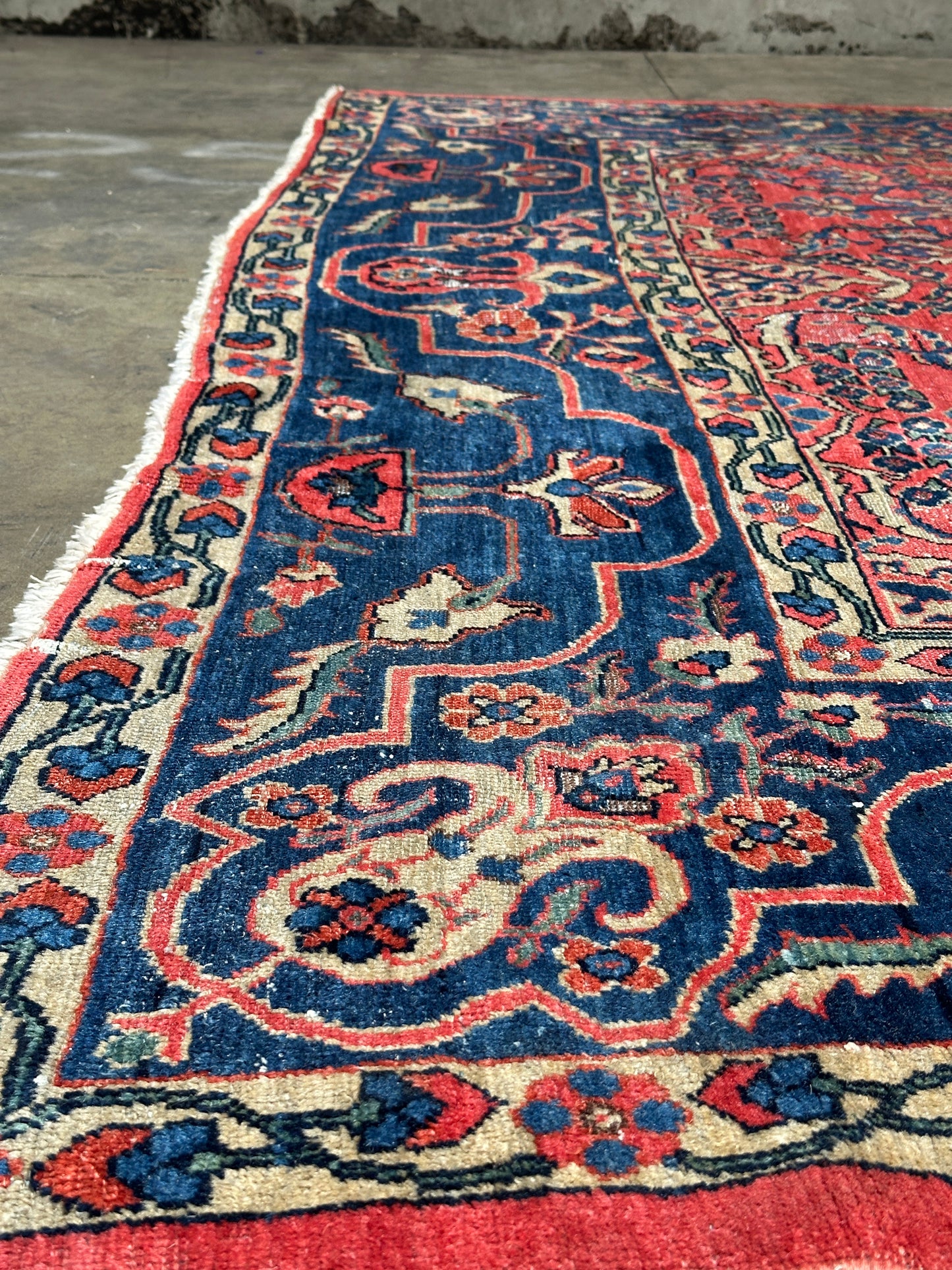 Antique Sarouk-Style Gallery Rug, Hand-Knotted Wool, Floral, 17ft x 38in