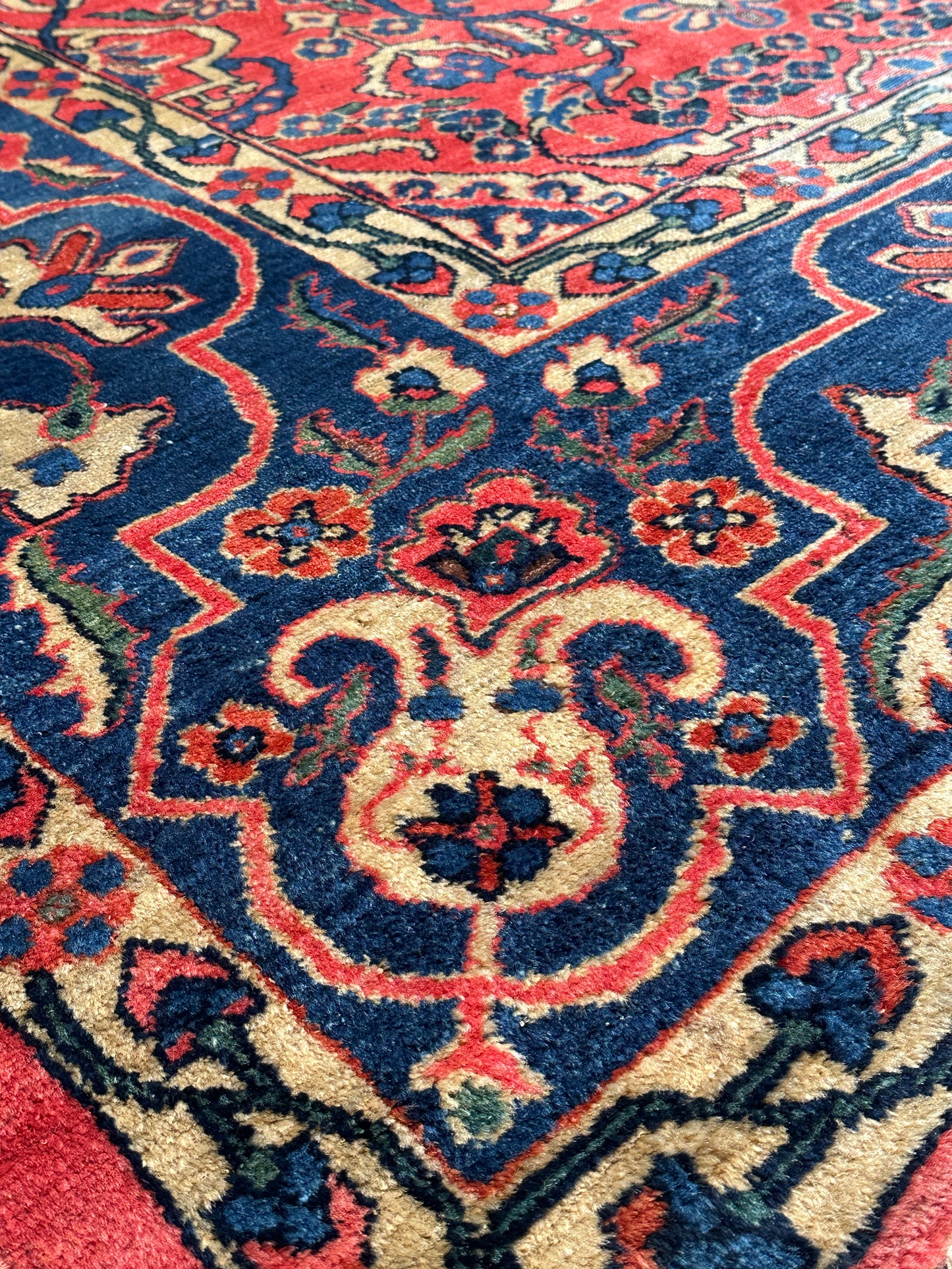 Antique Sarouk-Style Gallery Rug, Hand-Knotted Wool, Floral, 17ft x 38in