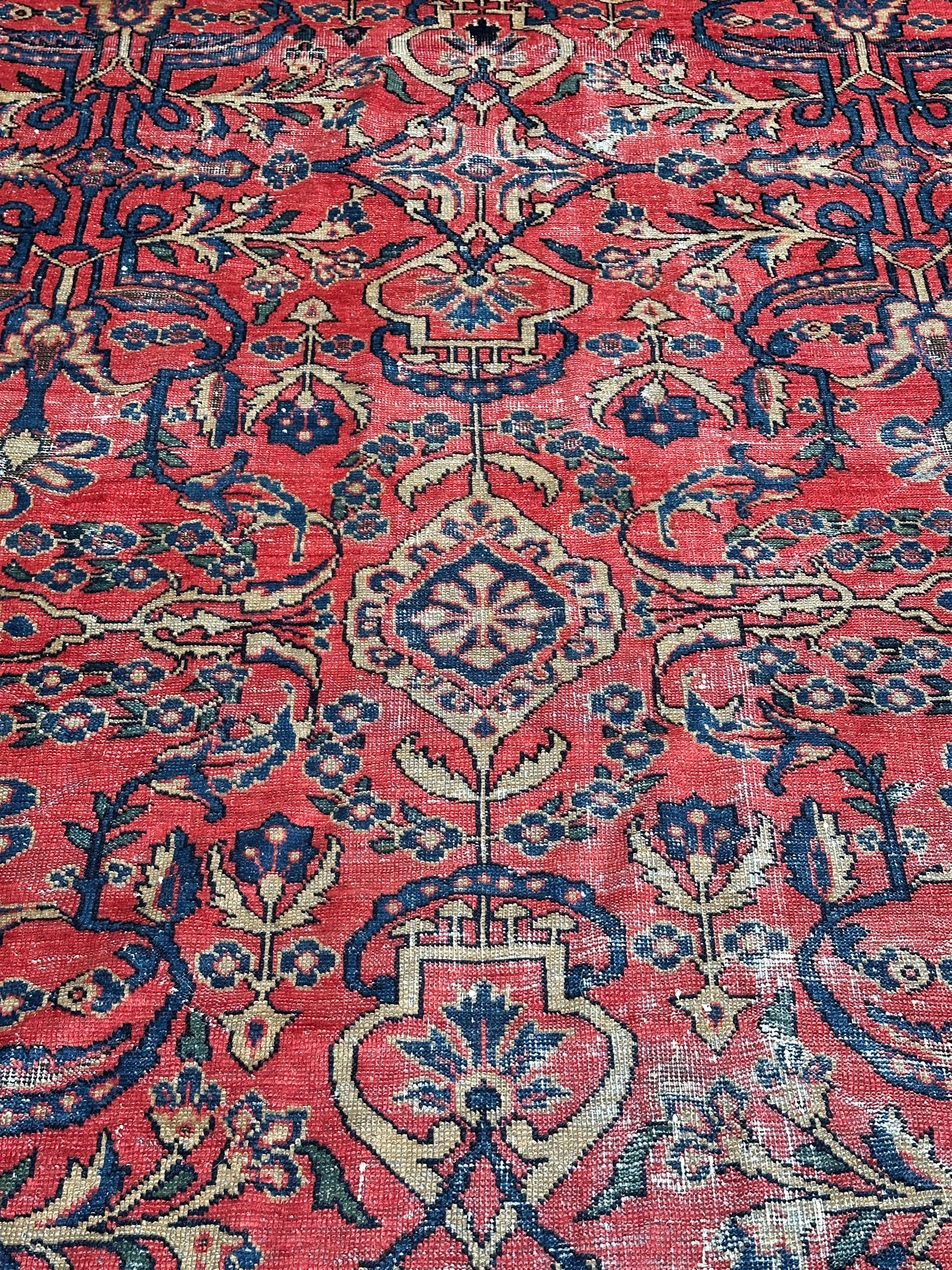 Antique Sarouk-Style Gallery Rug, Hand-Knotted Wool, Floral, 17ft x 38in