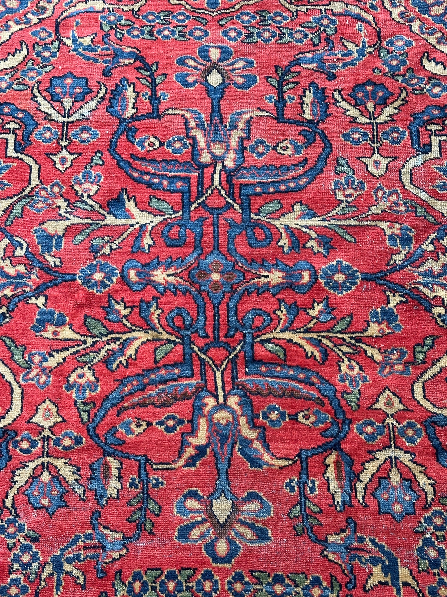 Antique Sarouk-Style Gallery Rug, Hand-Knotted Wool, Floral, 17ft x 38in