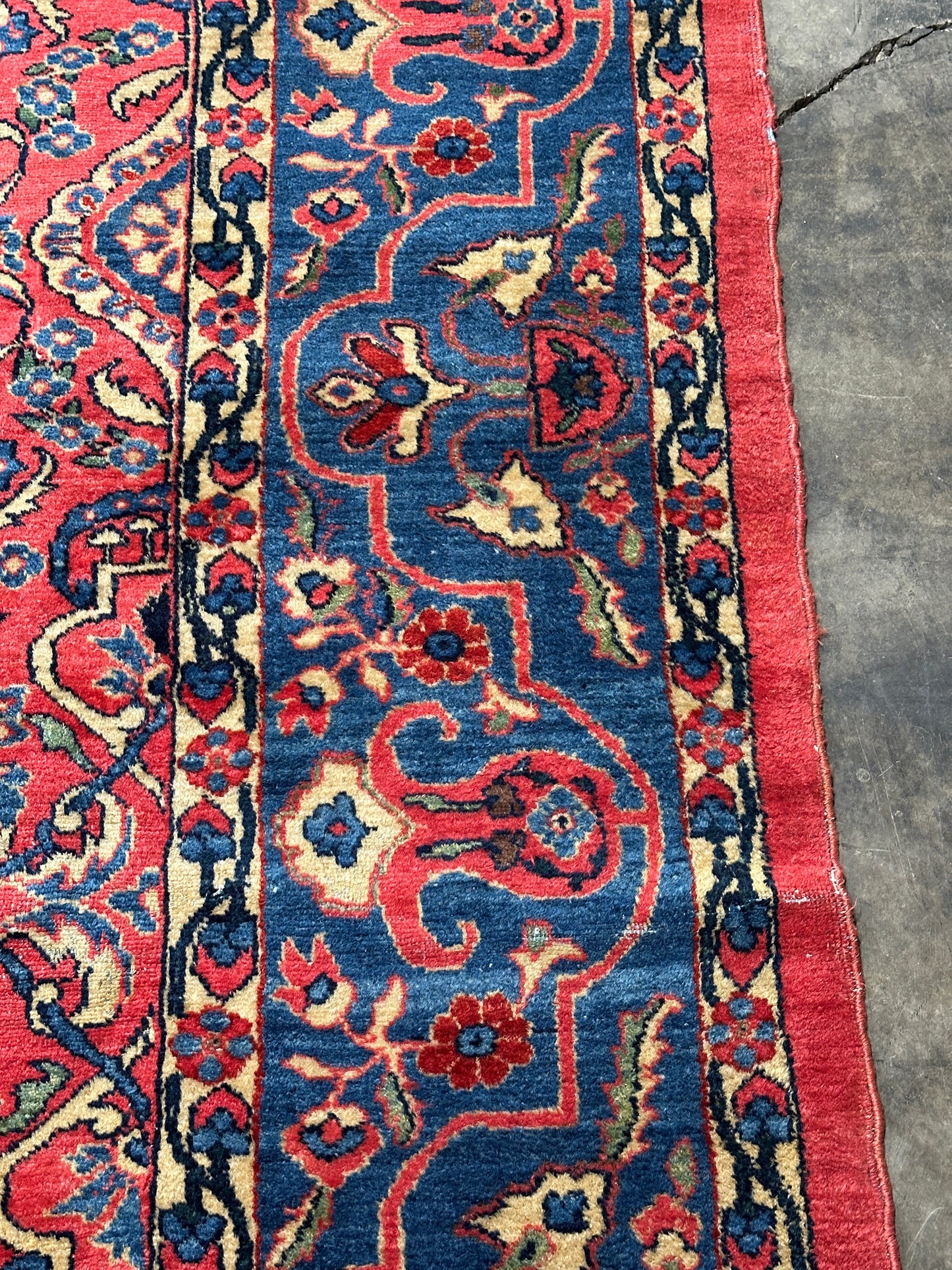 Antique Sarouk-Style Gallery Rug, Hand-Knotted Wool, Floral, 17ft x 38in