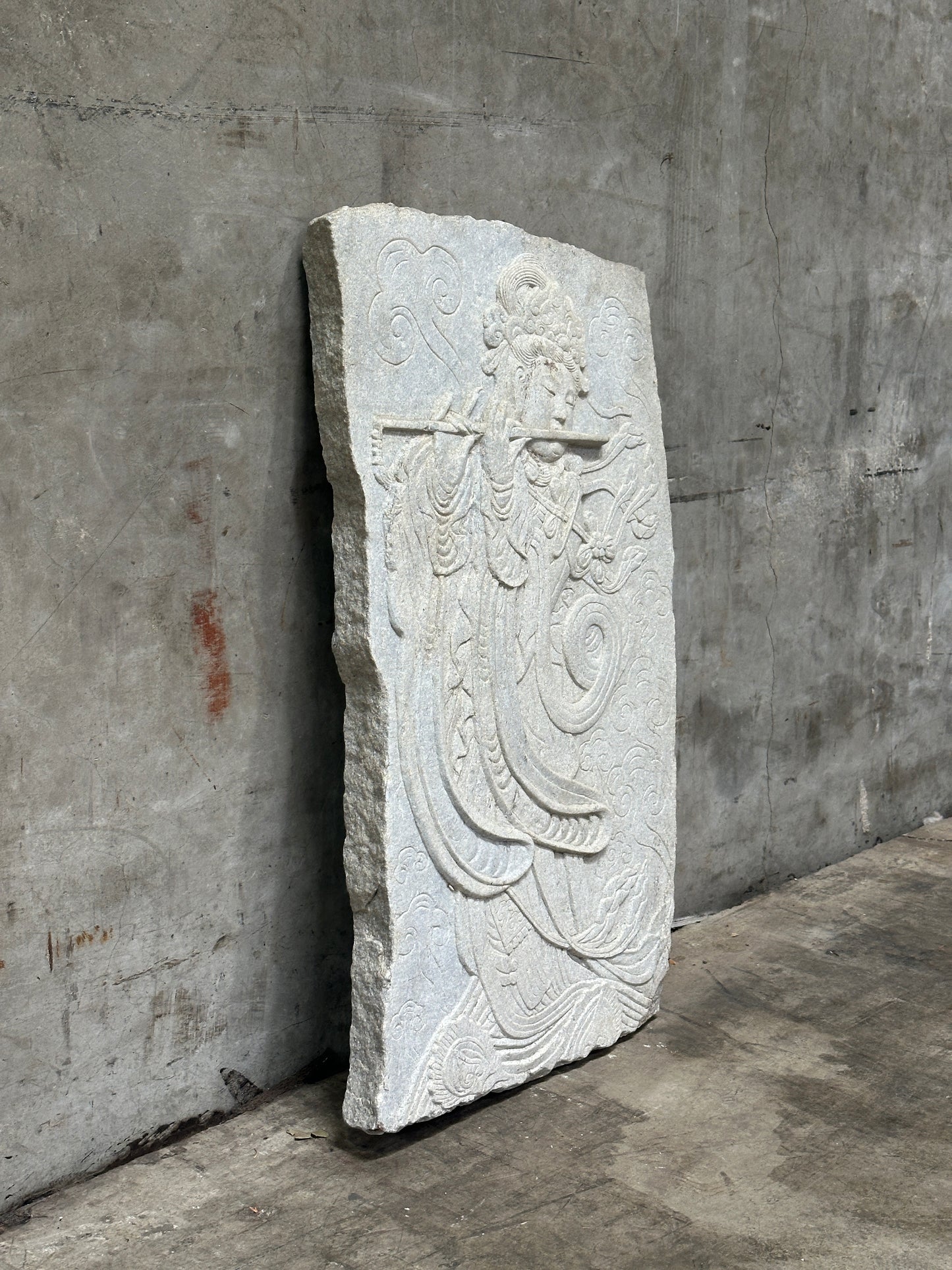 Antique Asian Carved Stone Relief Panel, Phoenix Dragon Motif