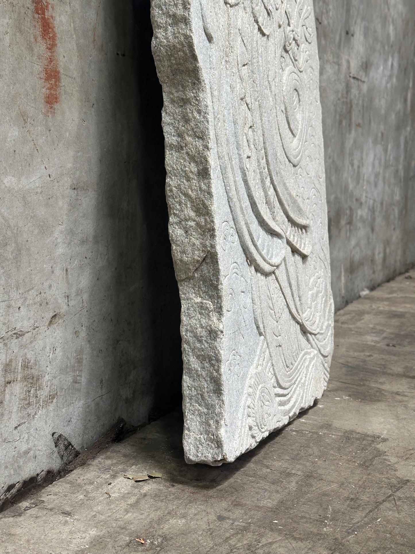 Antique Asian Carved Stone Relief Panel, Phoenix Dragon Motif