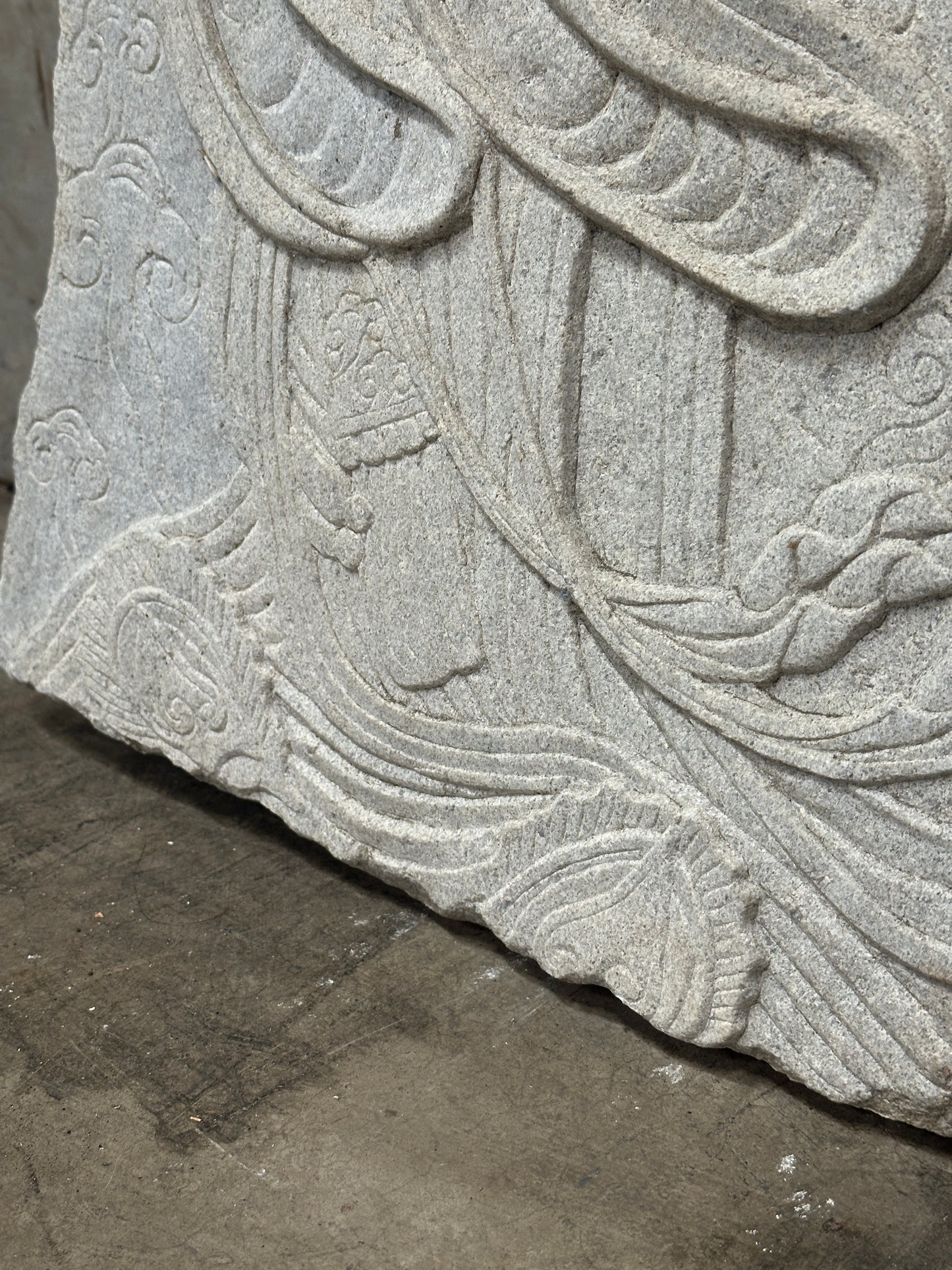 Antique Asian Carved Stone Relief Panel, Phoenix Dragon Motif