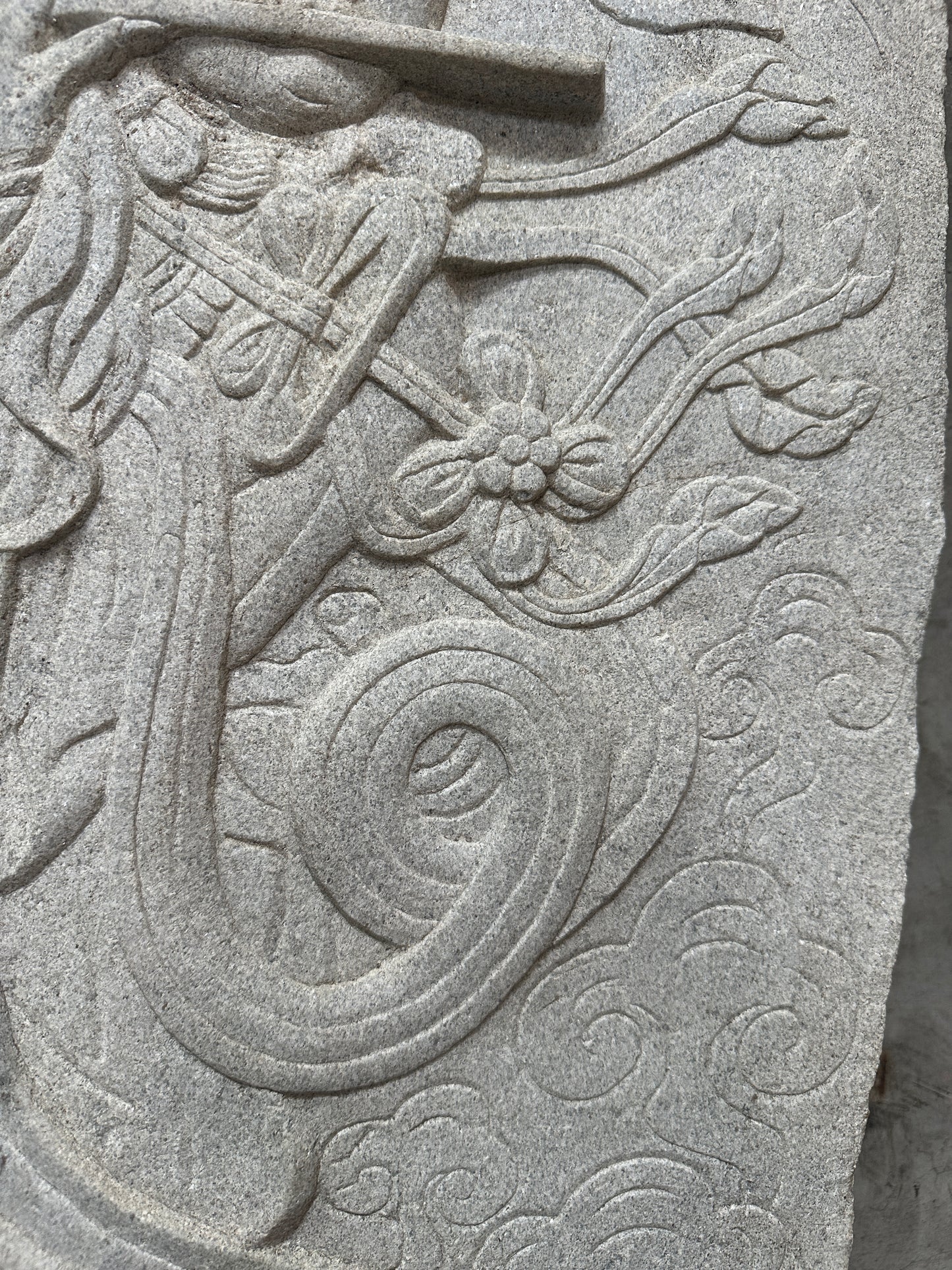 Antique Asian Carved Stone Relief Panel, Phoenix Dragon Motif