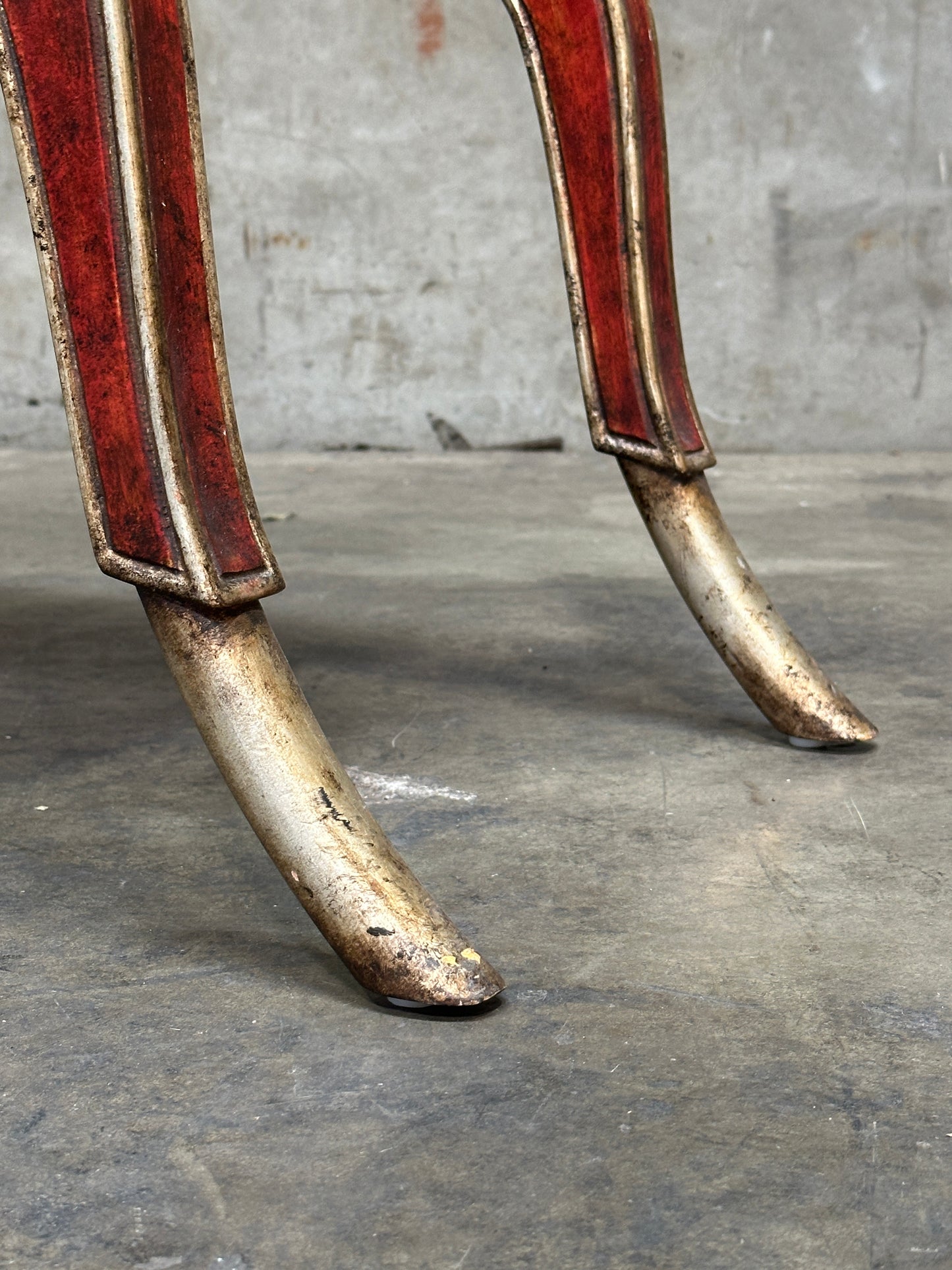 Therien Studio Workshops Leather Stool / Low Chair, Cognac & Gilt Frame