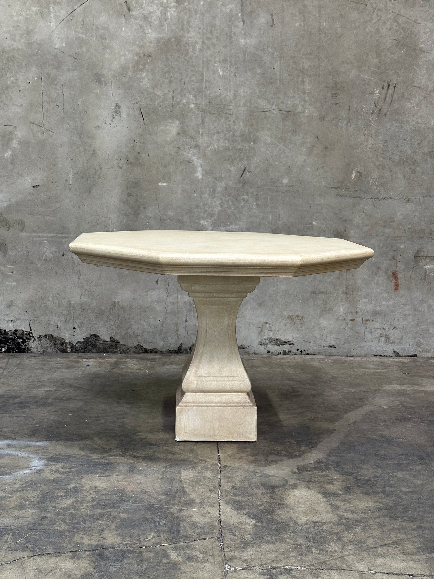 Michael Taylor Designs Cast Stone Console Table, Limestone Pedestal, 42in