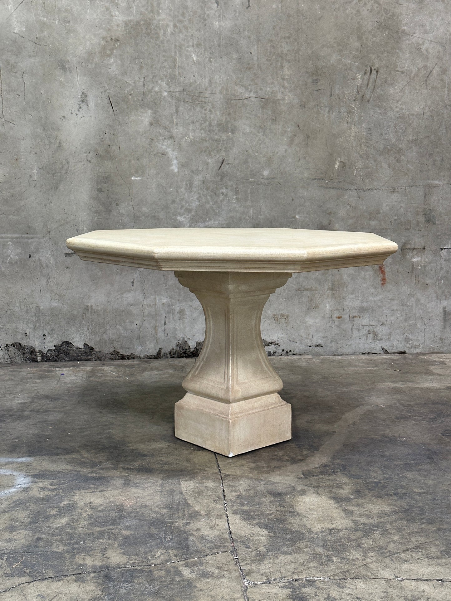 Michael Taylor Designs Cast Stone Console Table, Limestone Pedestal, 42in