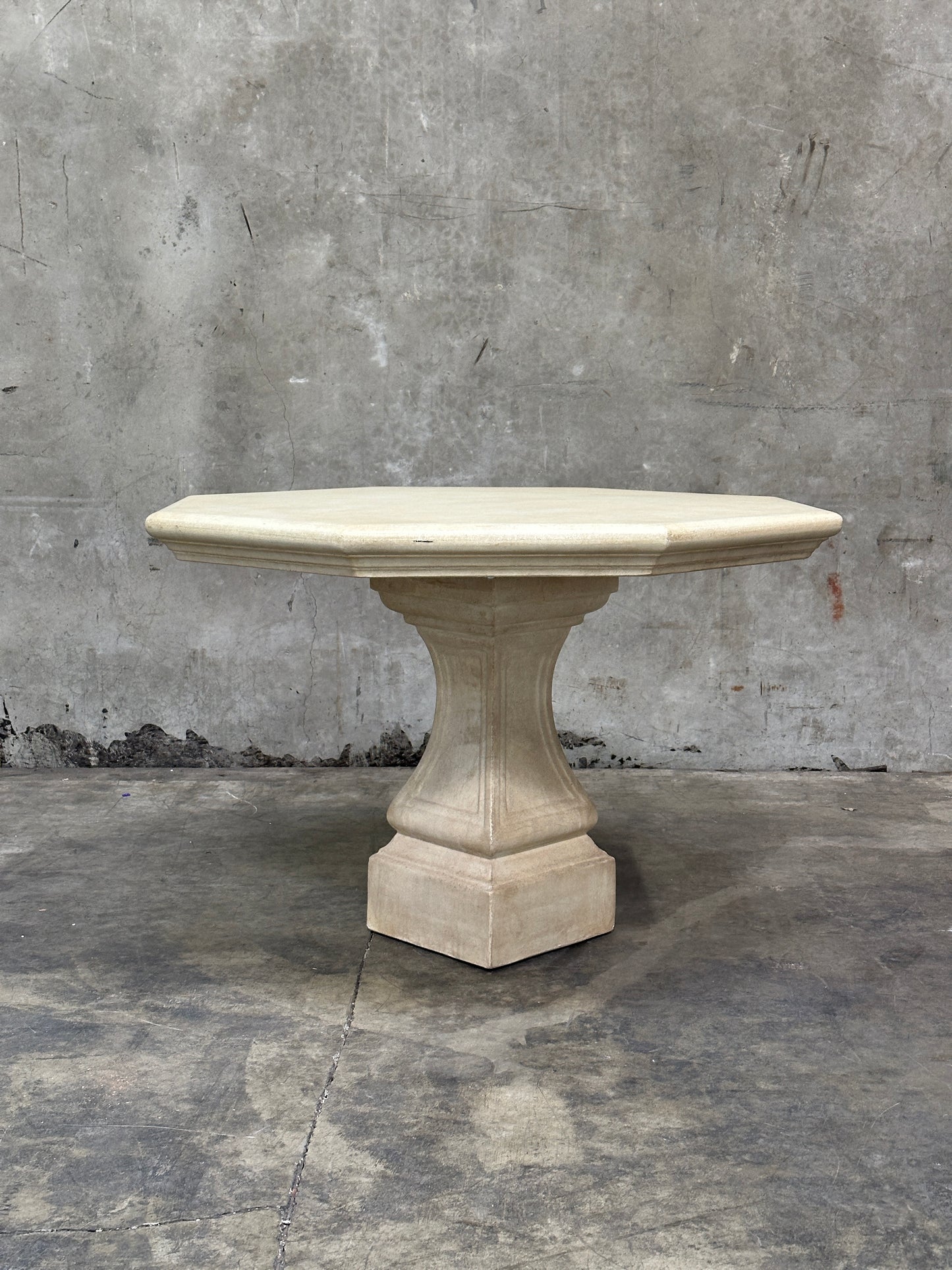 Michael Taylor Designs Cast Stone Console Table, Limestone Pedestal, 42in