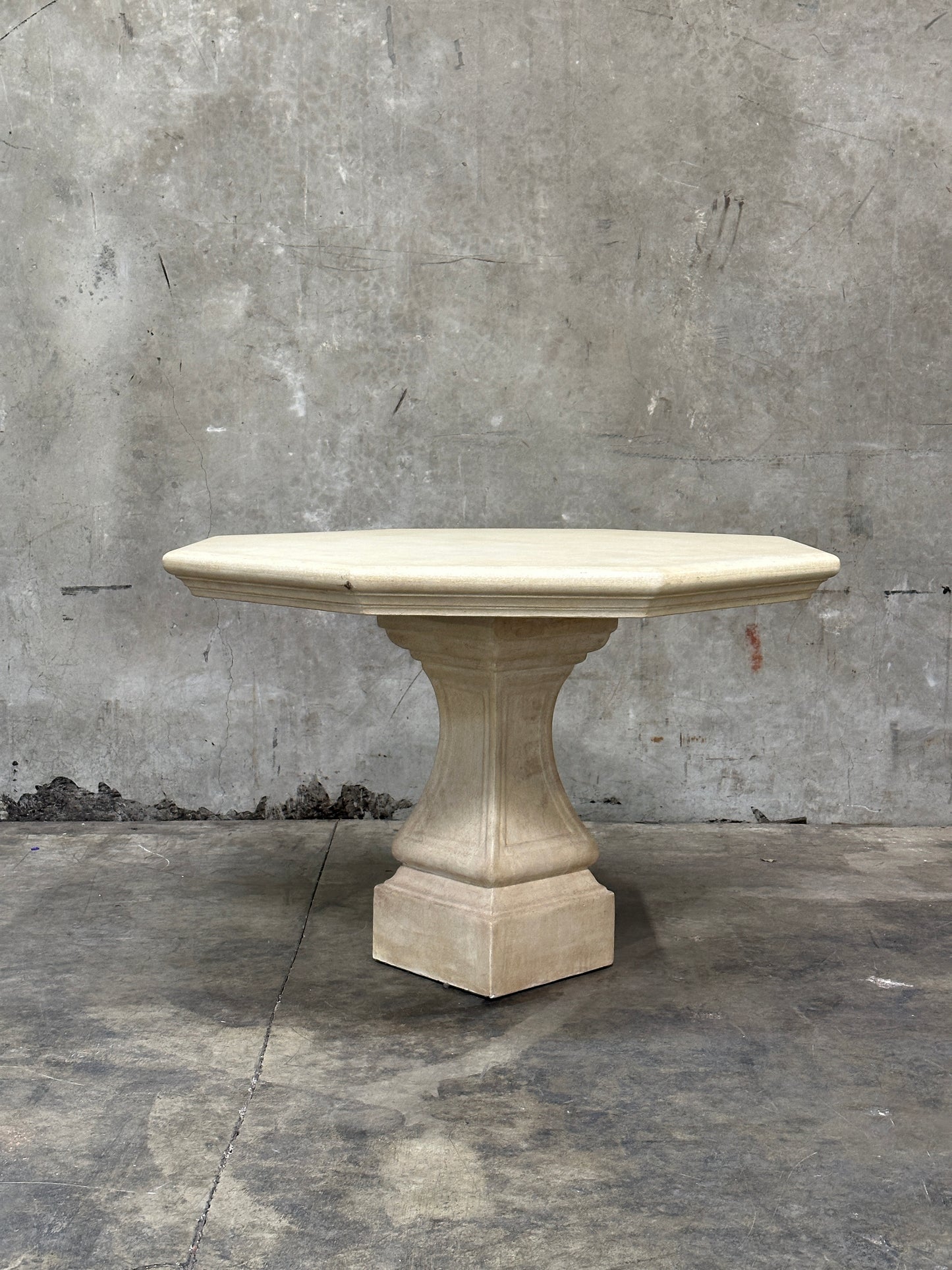 Michael Taylor Designs Cast Stone Console Table, Limestone Pedestal, 42in